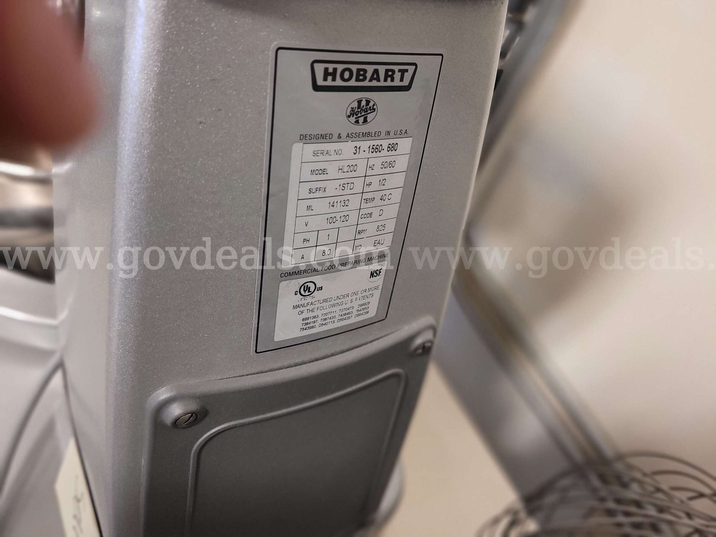 Hobart Legacy HL200 20 Qt Commercial Mixer w/ Attachments Hobart HL200 Government Surplus Auction - Photo #3