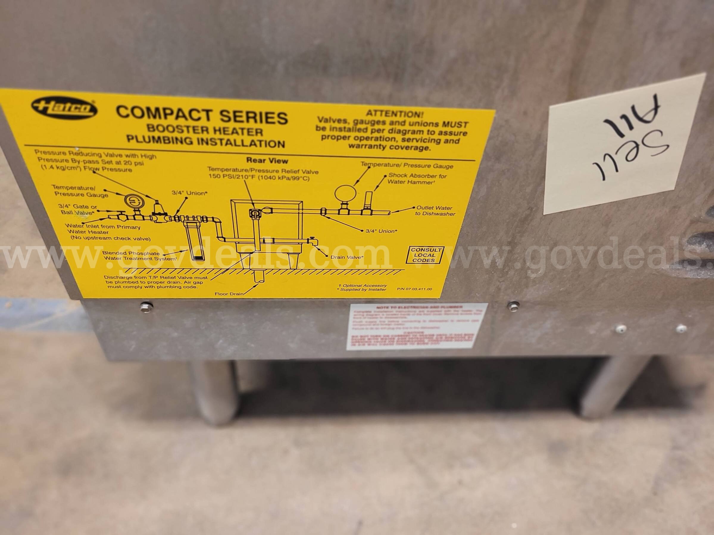 Hatco Compact Series Commercial Booster Water Heater – Model C-24 Hatco C-24 Government Surplus Auction - Photo #2