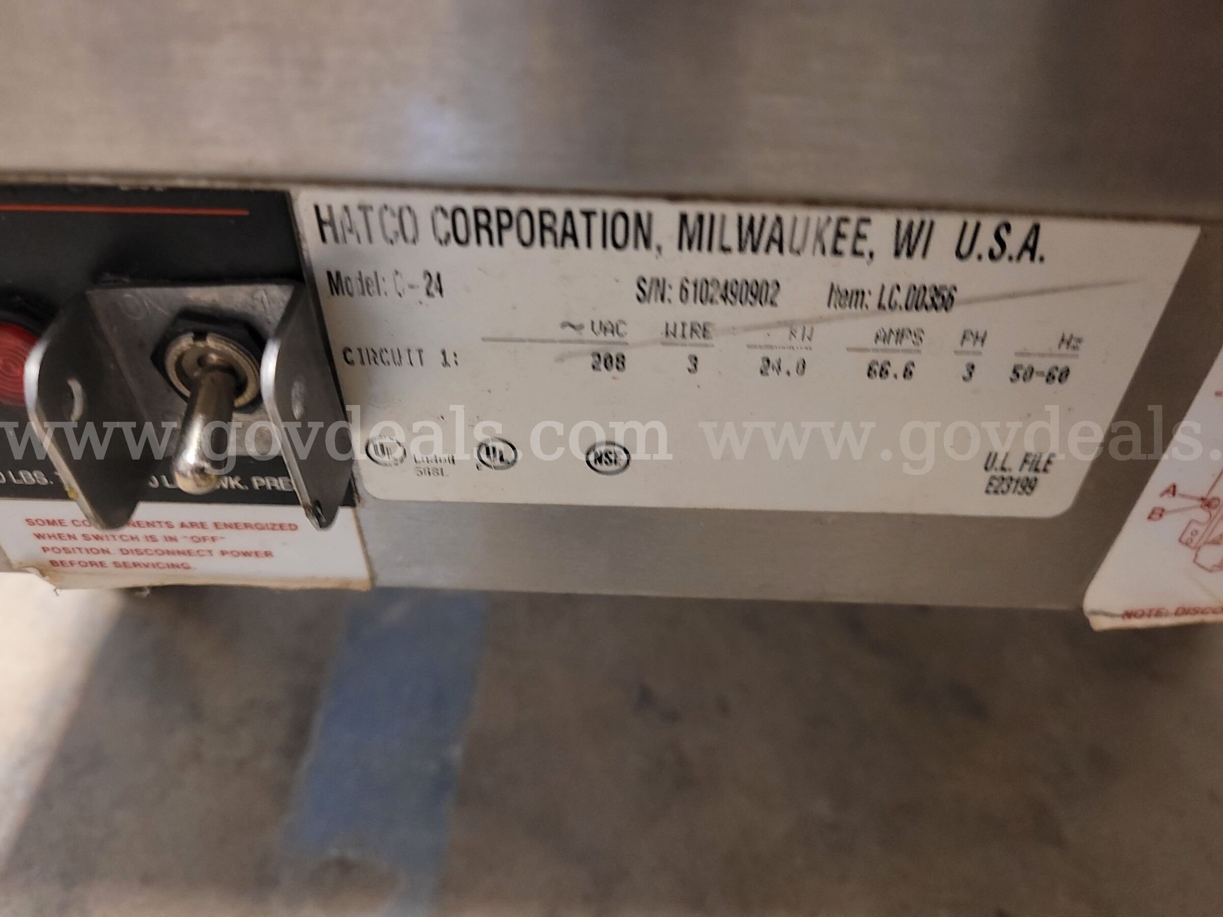 Hatco Compact Series Commercial Booster Water Heater – Model C-24 Hatco C-24 Government Surplus Auction - Photo #5