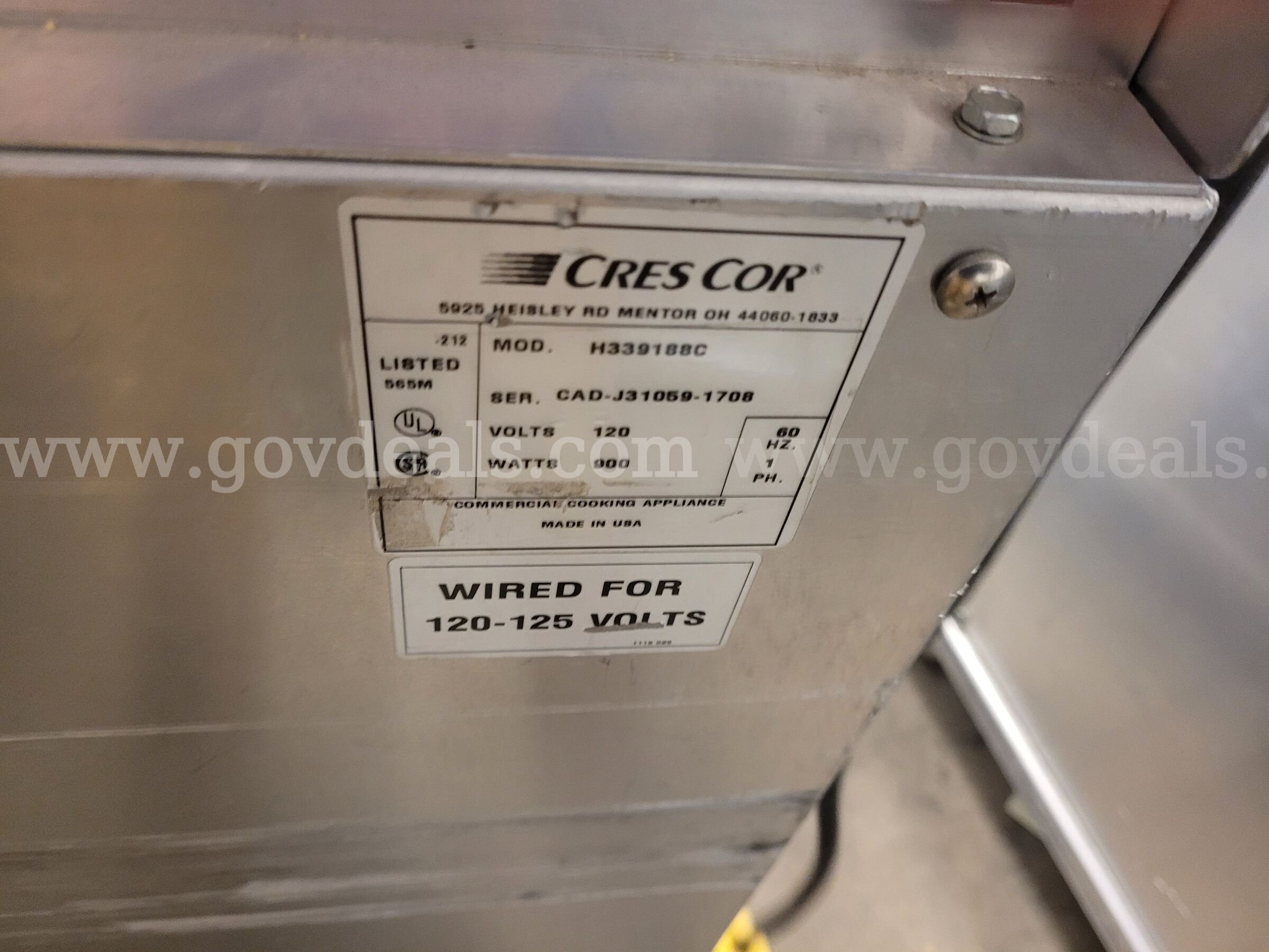 Lot of 4 Cres Cor Heated Food Holding Cabinets / Mobile Warmers Cres Cor H33912188C Government Surplus Auction - Photo #2