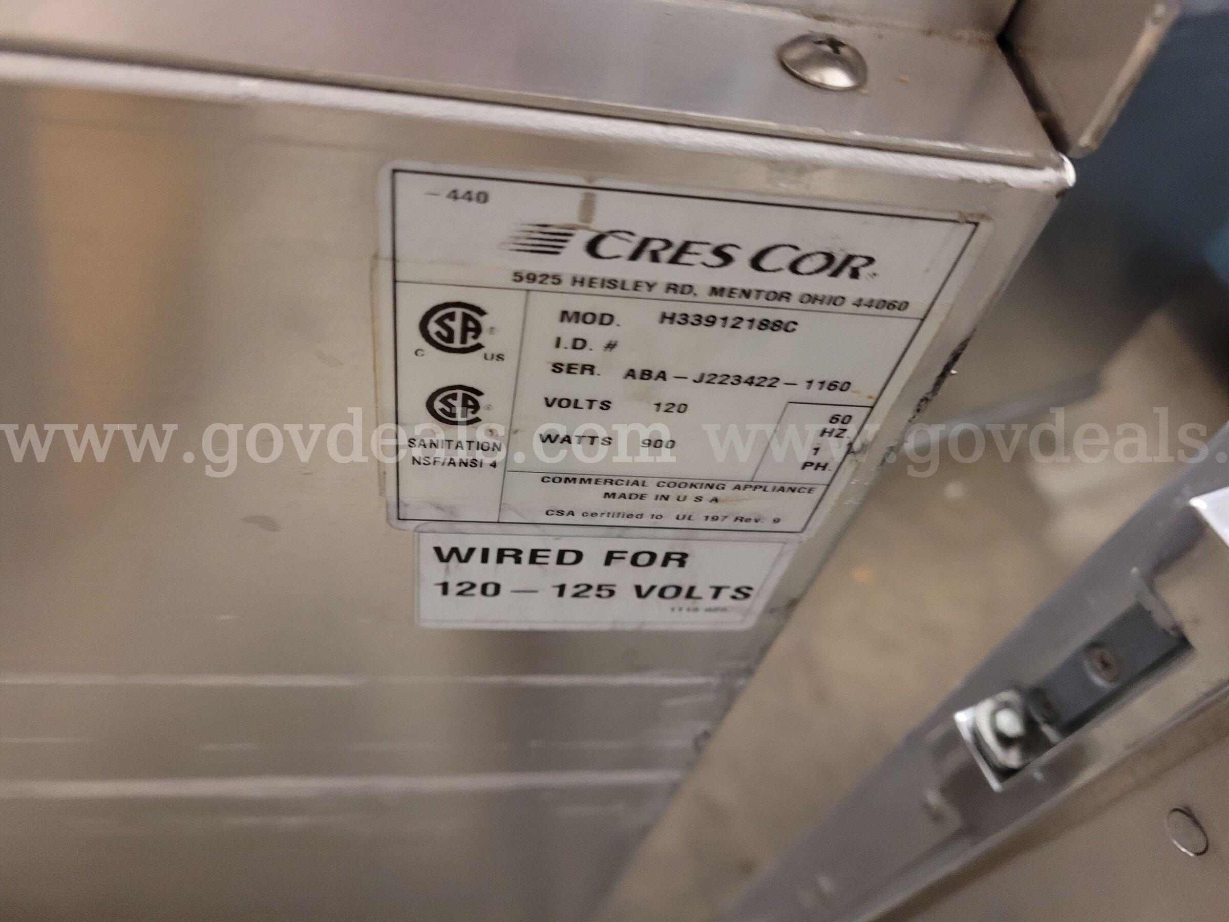 Lot of 4 Cres Cor Heated Food Holding Cabinets / Mobile Warmers Cres Cor H33912188C Government Surplus Auction - Photo #4