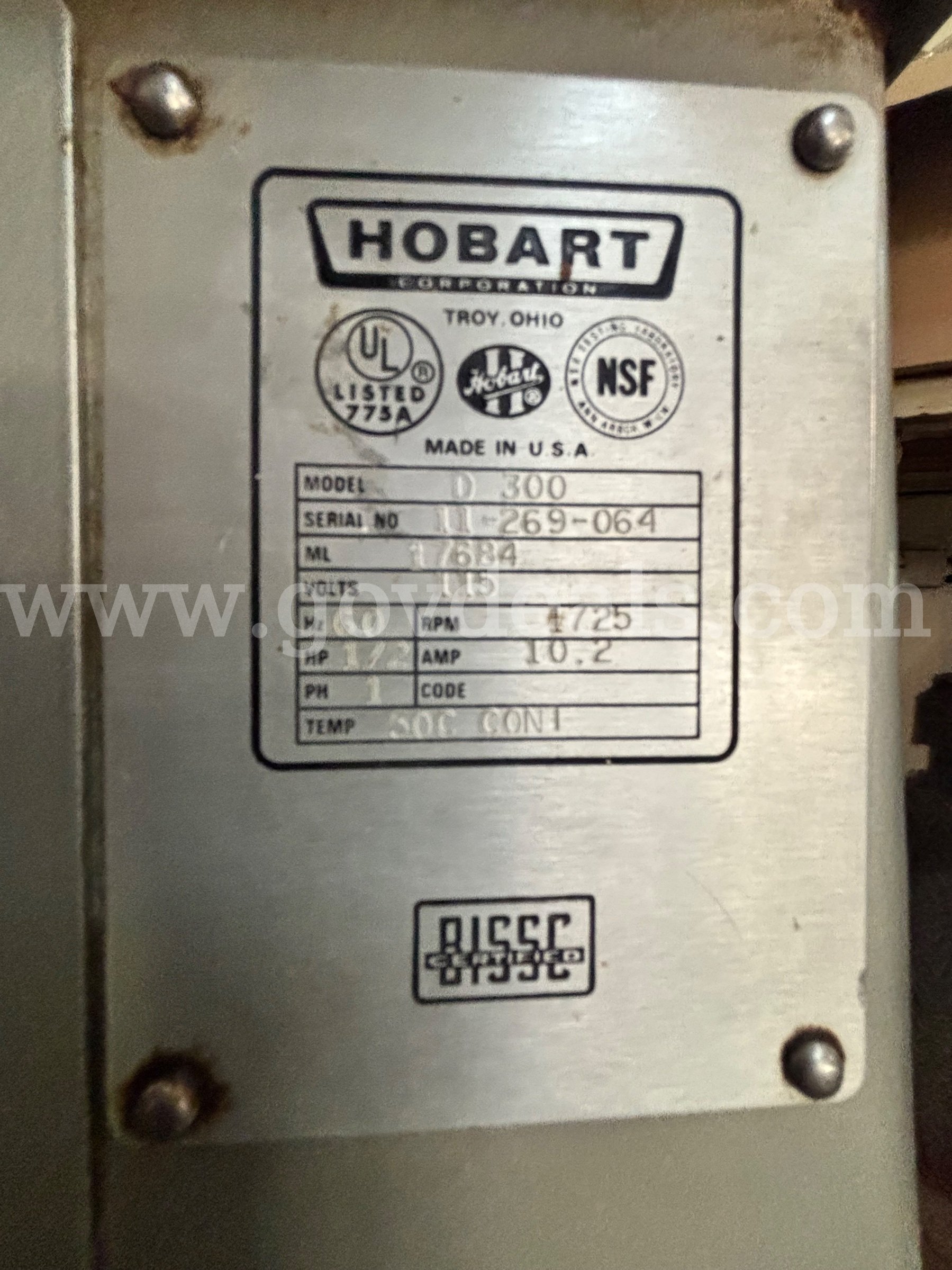 Hobart Mixer Hobart D 300 Government Surplus Auction - Photo #2