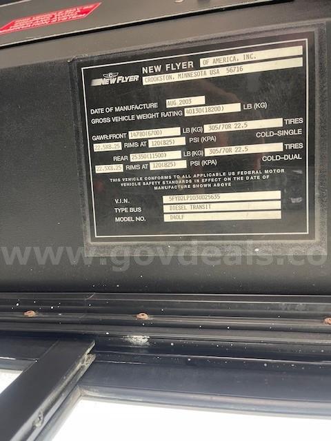 City Bus New Flyer D40LF Government Surplus Auction - Photo #5