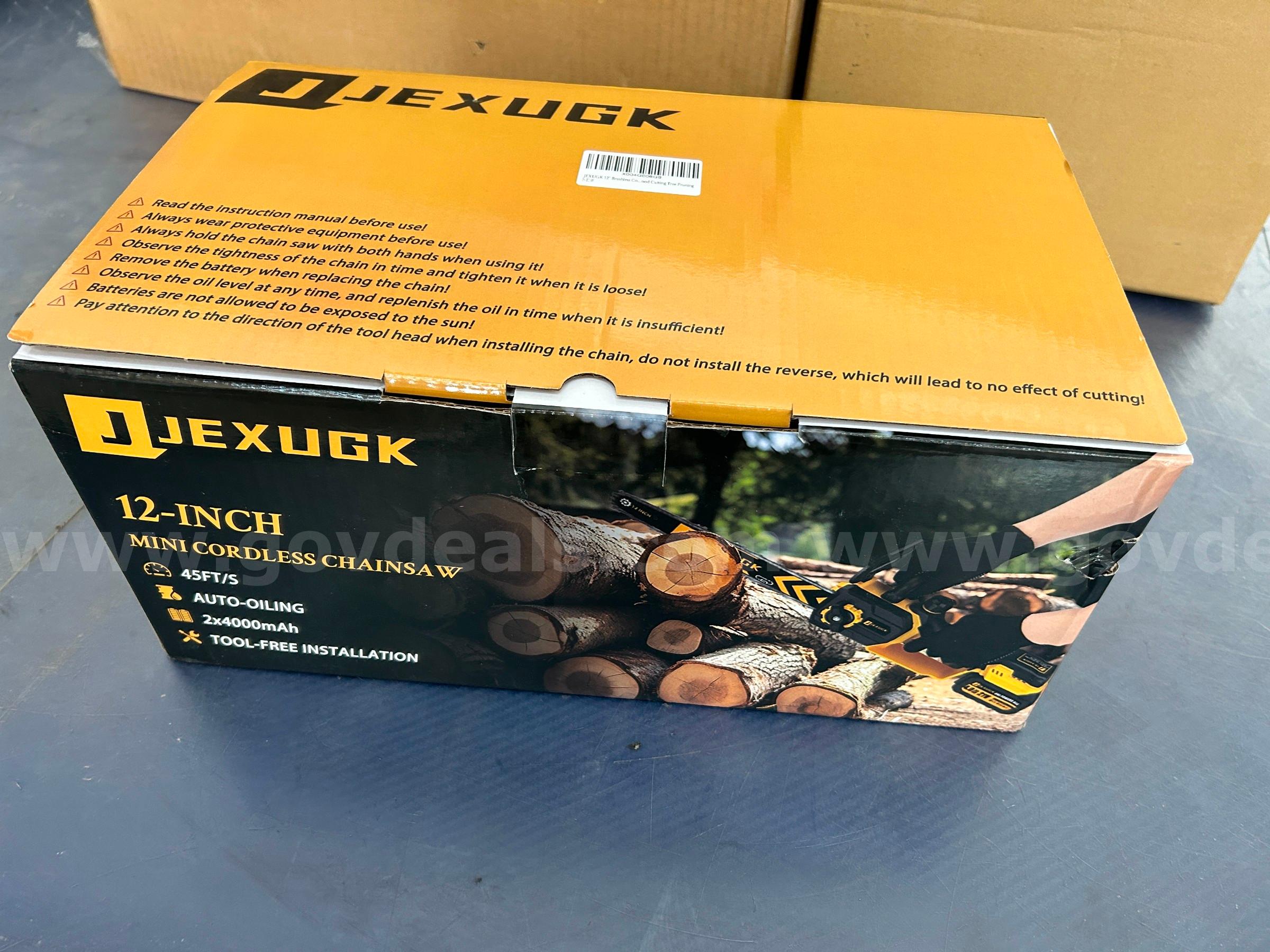 Free Shipping - NEW Factory Sealed - 12" Brushless Cordless Chainsaw –Handheld Electric Chain Saw with 2×4.0Ah Batteries   Government Surplus Auction - Photo #2