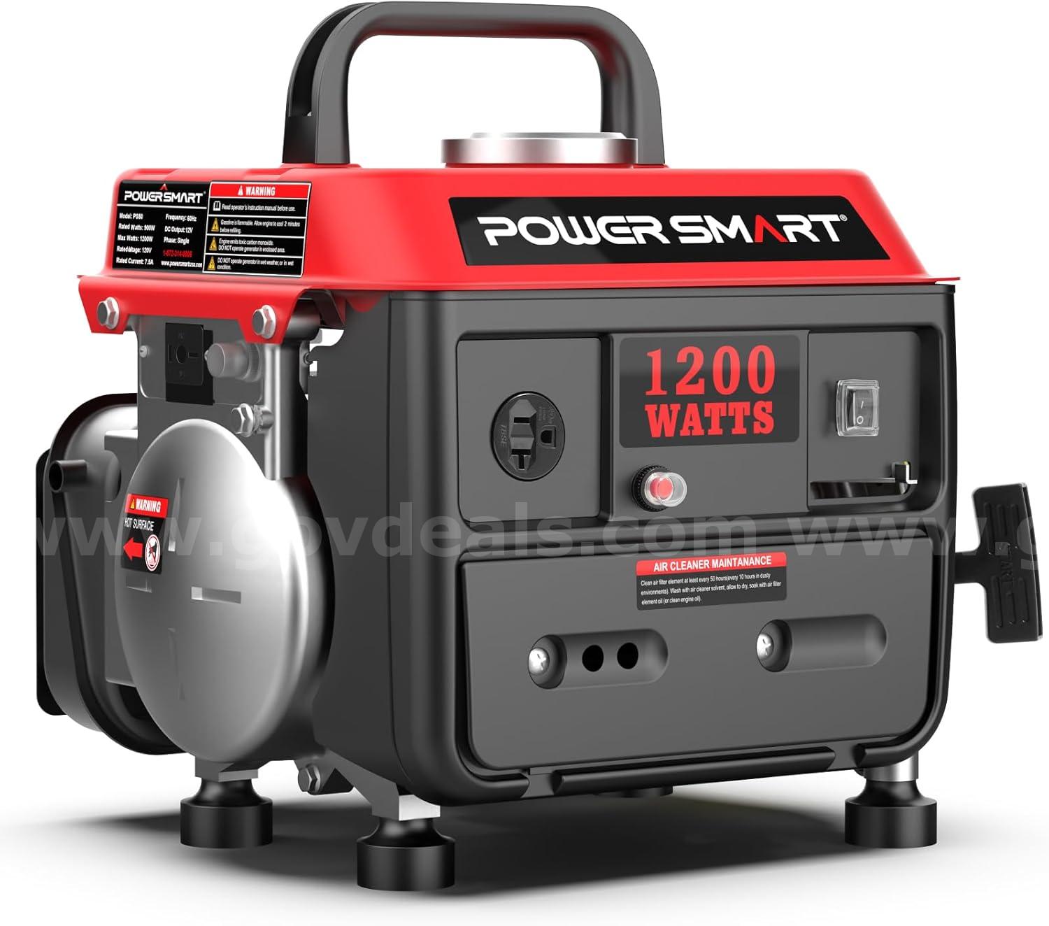 FREE SHIPPING – NEW 1200-Watt Portable Generator, Super Quiet, 37lb Lightweight, 5hr Runtime, 120V/12V  1200 Government Surplus Auction - Primary Photo