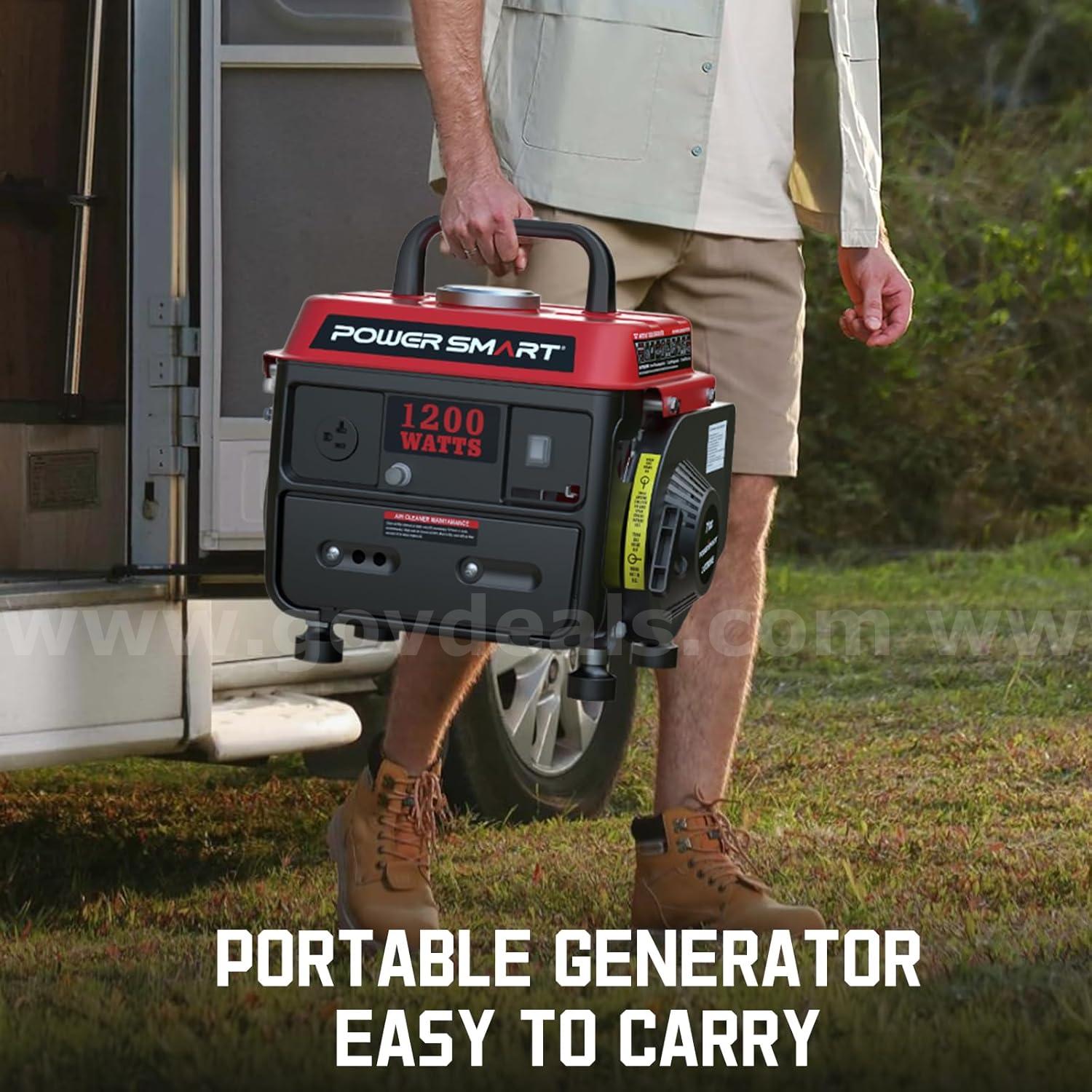 FREE SHIPPING – NEW 1200-Watt Portable Generator, Super Quiet, 37lb Lightweight, 5hr Runtime, 120V/12V  1200 Government Surplus Auction - Photo #2