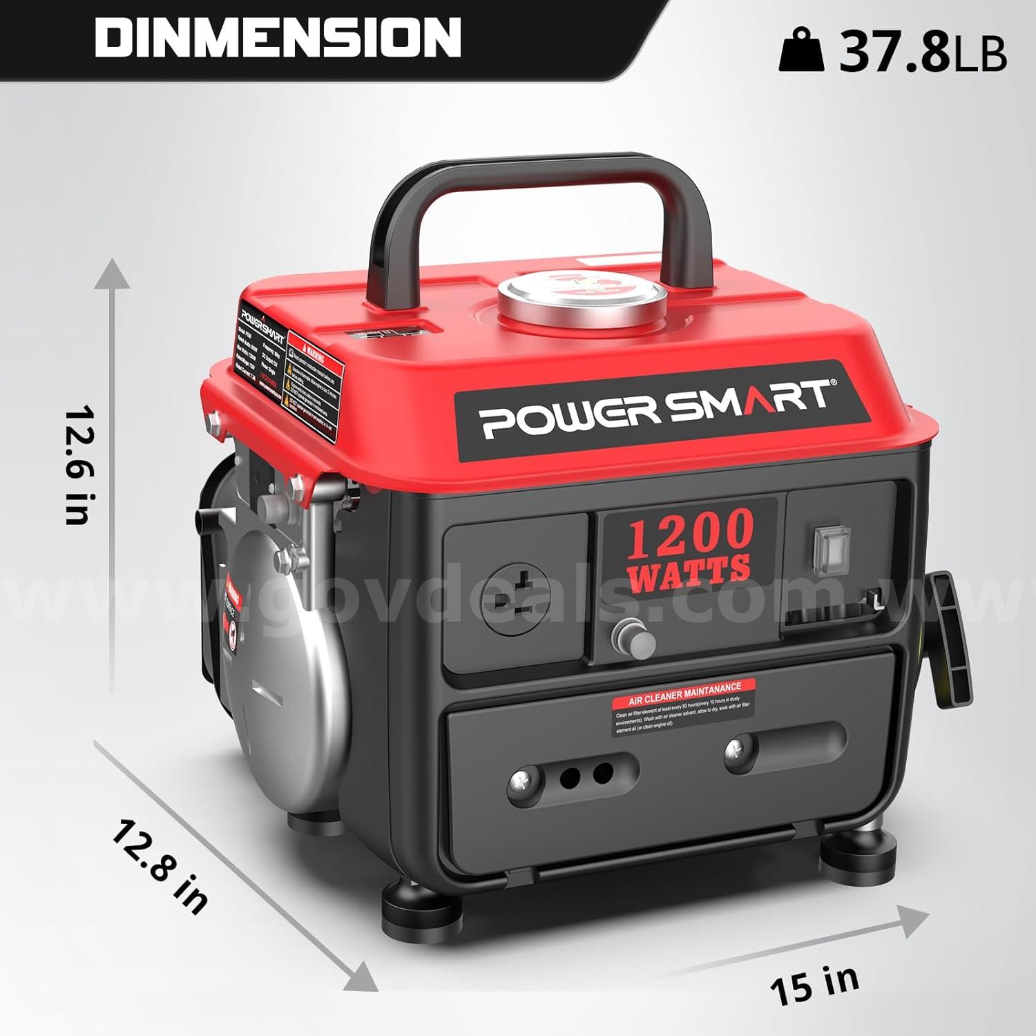 FREE SHIPPING – NEW 1200-Watt Portable Generator, Super Quiet, 37lb Lightweight, 5hr Runtime, 120V/12V  1200 Government Surplus Auction - Photo #5