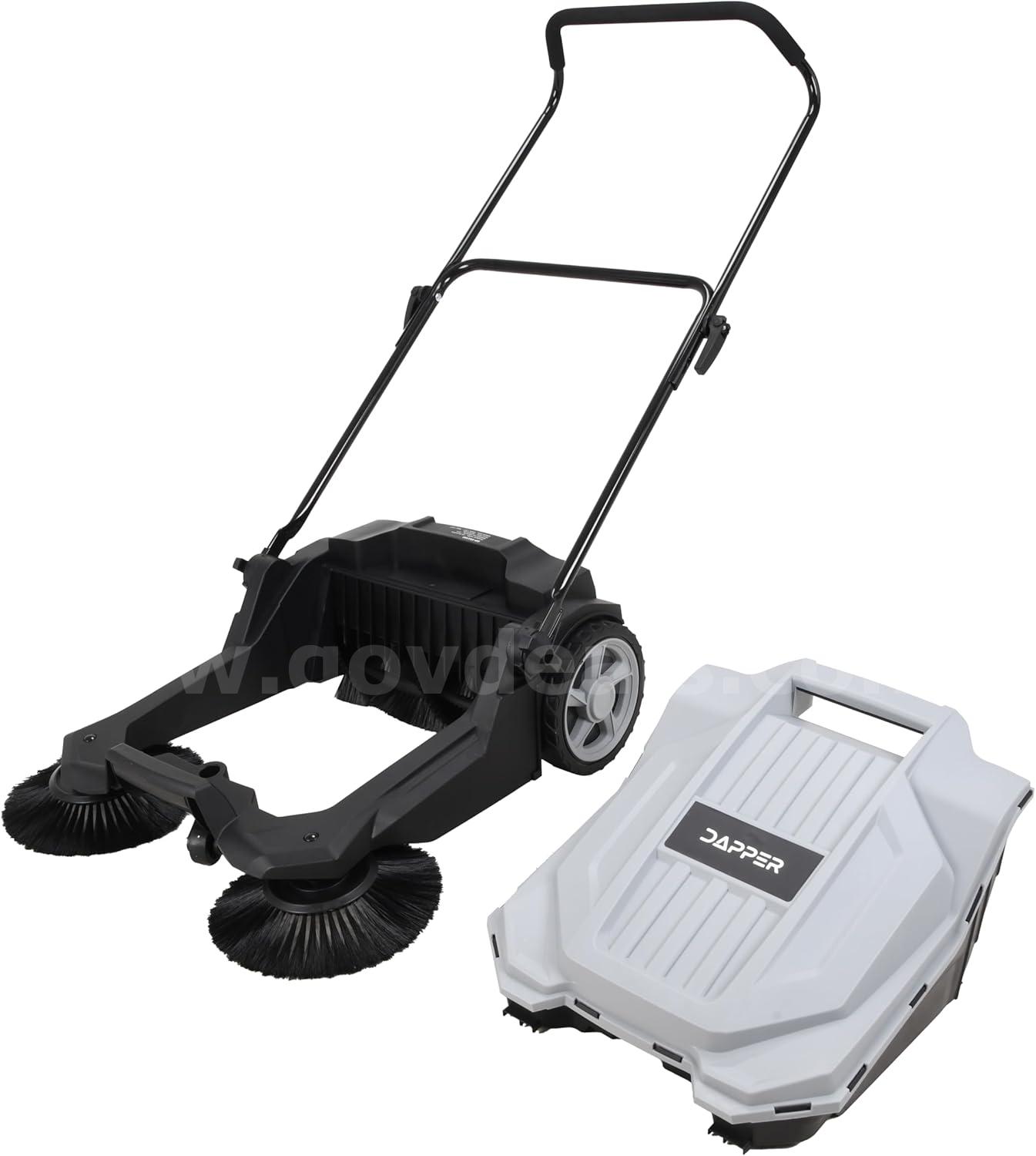 FREE SHIPPING - Factory Sealed - Walk-Behind Outdoor Floor Sweeper, 5.25 Gal Bin, 25.5" Width, Manual Push, Grey   Government Surplus Auction - Photo #3