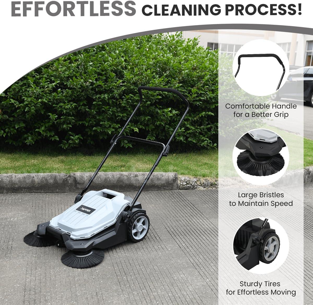 FREE SHIPPING - Factory Sealed - Walk-Behind Outdoor Floor Sweeper, 5.25 Gal Bin, 25.5" Width, Manual Push, Grey   Government Surplus Auction - Photo #4