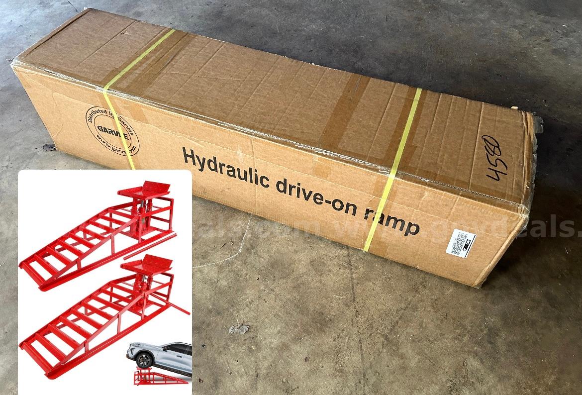 SHIPS FOR FREE 2 Pack Hydraulic Car Ramps, 11050LBS 5T Car Ramp High Lift 9"-14.2", Heavy Duty   Government Surplus Auction - Primary Photo