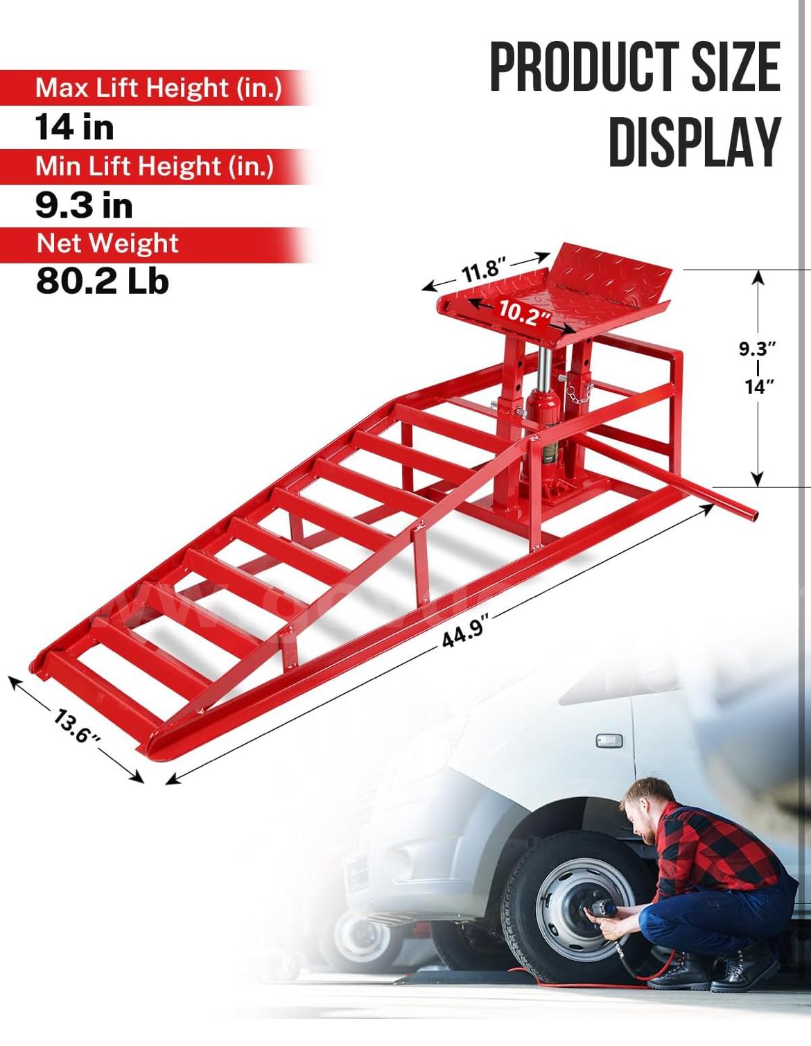 SHIPS FOR FREE 2 Pack Hydraulic Car Ramps, 11050LBS 5T Car Ramp High Lift 9"-14.2", Heavy Duty   Government Surplus Auction - Photo #3