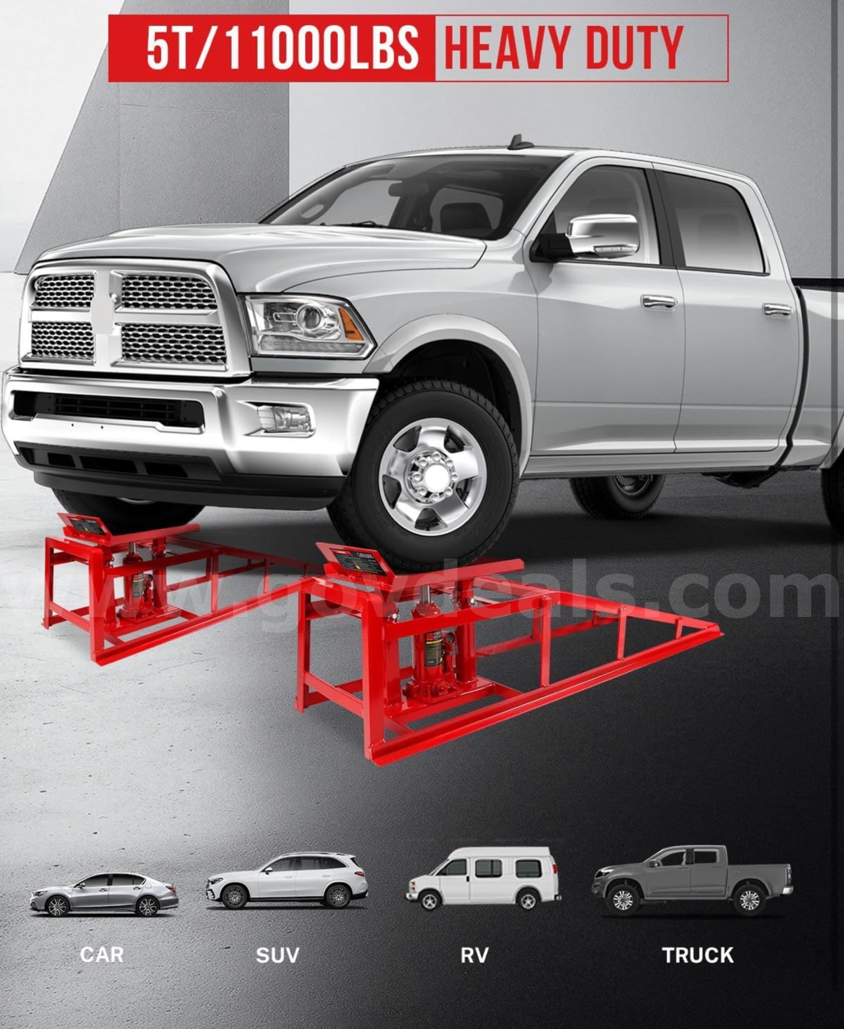 SHIPS FOR FREE 2 Pack Hydraulic Car Ramps, 11050LBS 5T Car Ramp High Lift 9"-14.2", Heavy Duty   Government Surplus Auction - Photo #5