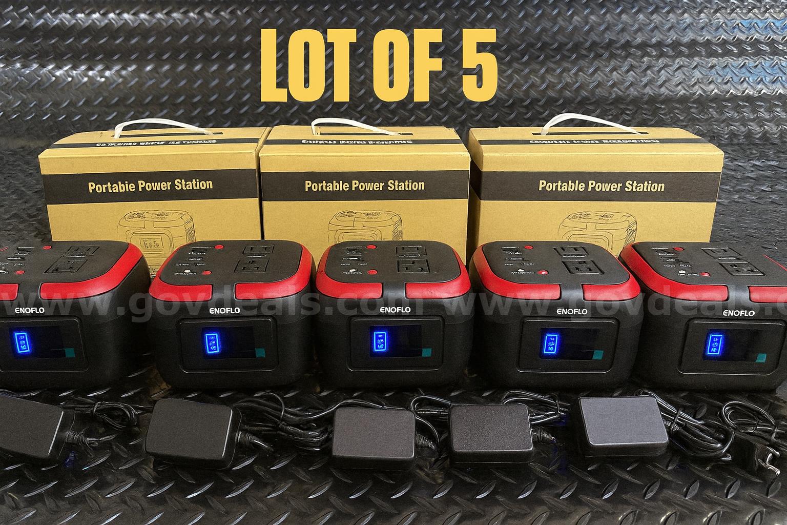 Lot of 5 - FREE SHIPPING – Portable Power Station 97Wh 120W Backup Lithium Battery  120W Government Surplus Auction - Primary Photo
