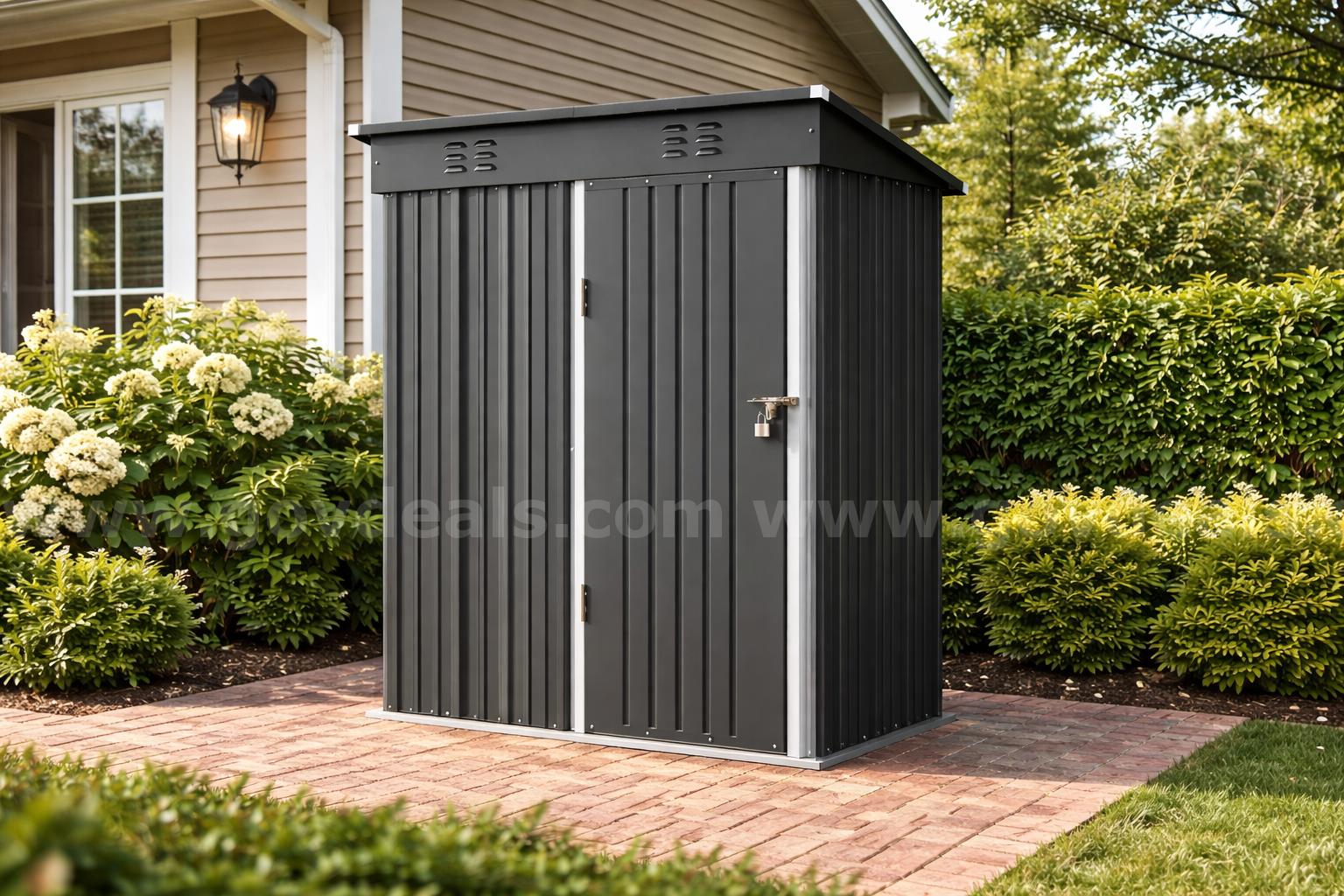 FREE SHIPPING - NEW 5' x 3' Galvanized Metal Outdoor Storage Shed with Lockable Door   Government Surplus Auction - Primary Photo