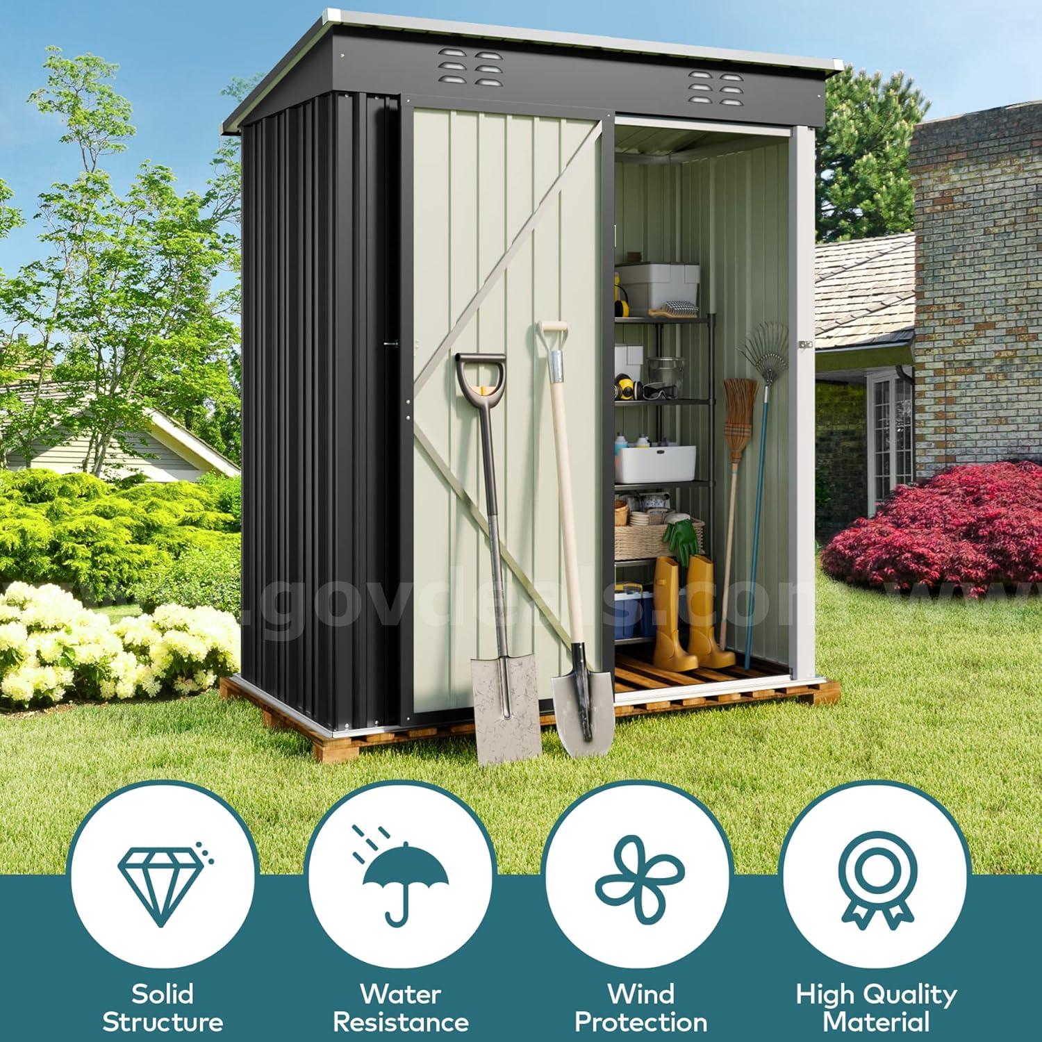 FREE SHIPPING - NEW 5' x 3' Galvanized Metal Outdoor Storage Shed with Lockable Door   Government Surplus Auction - Photo #4