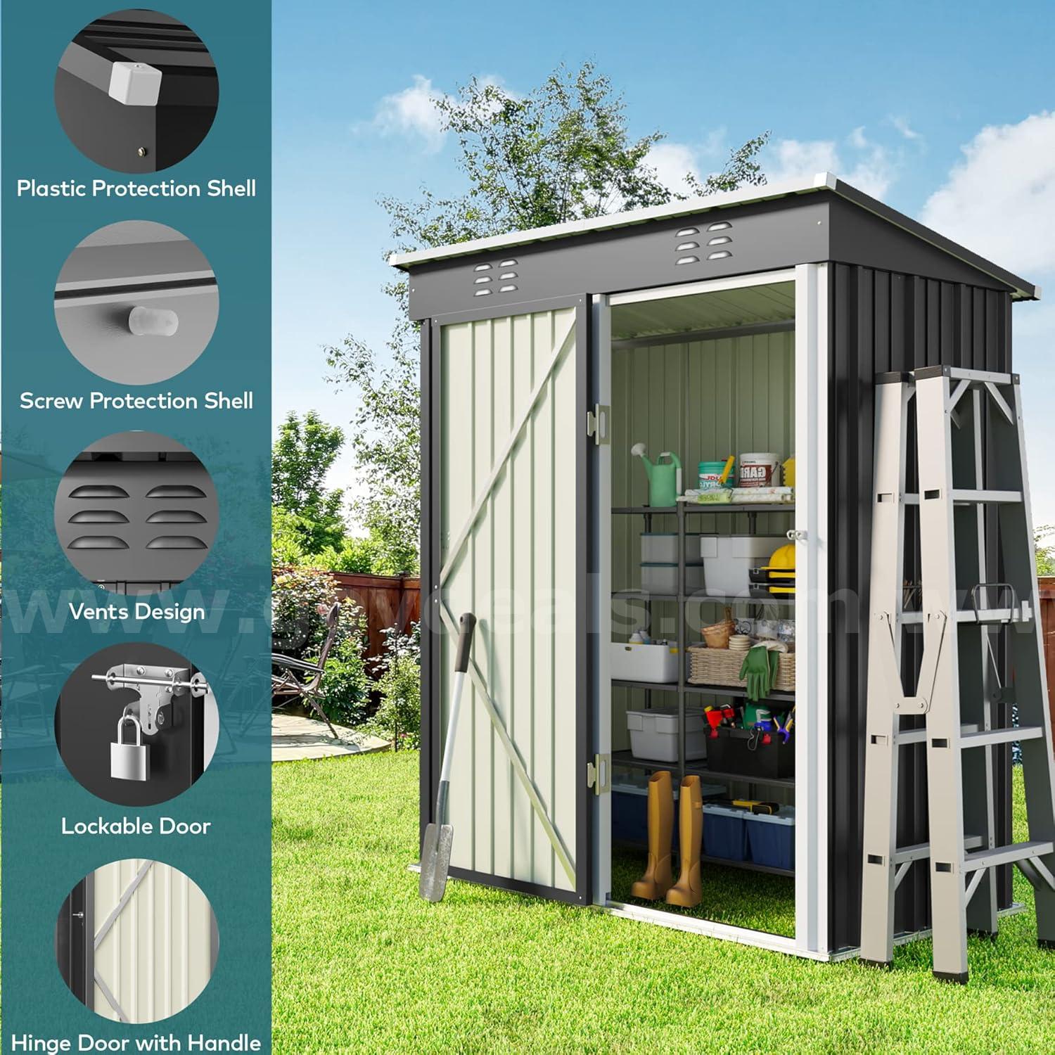 FREE SHIPPING - NEW 5' x 3' Galvanized Metal Outdoor Storage Shed with Lockable Door   Government Surplus Auction - Photo #5