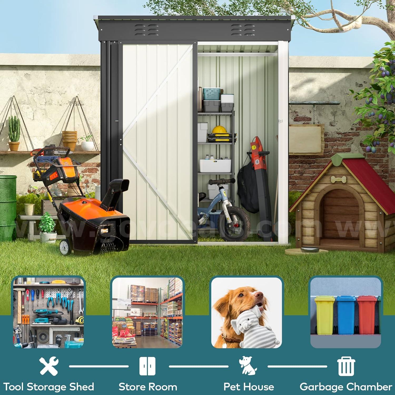 FREE SHIPPING - NEW 5' x 3' Galvanized Metal Outdoor Storage Shed with Lockable Door   Government Surplus Auction - Photo #6