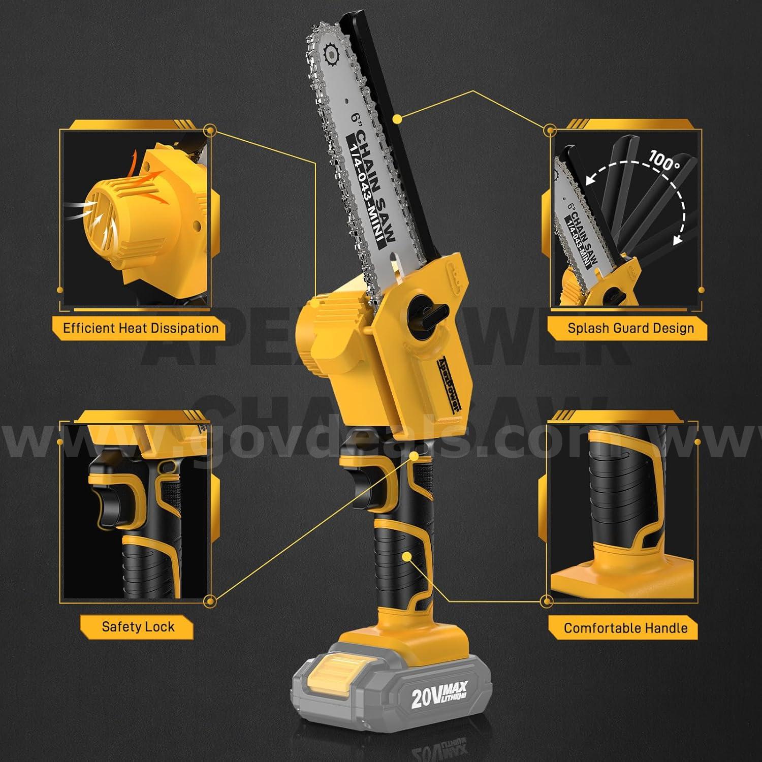 Free Shipping - NEW 20V 6" Cordless For DEWALT Mini Chainsaw with Brushless Motor and Auto Oiler   Government Surplus Auction - Photo #6