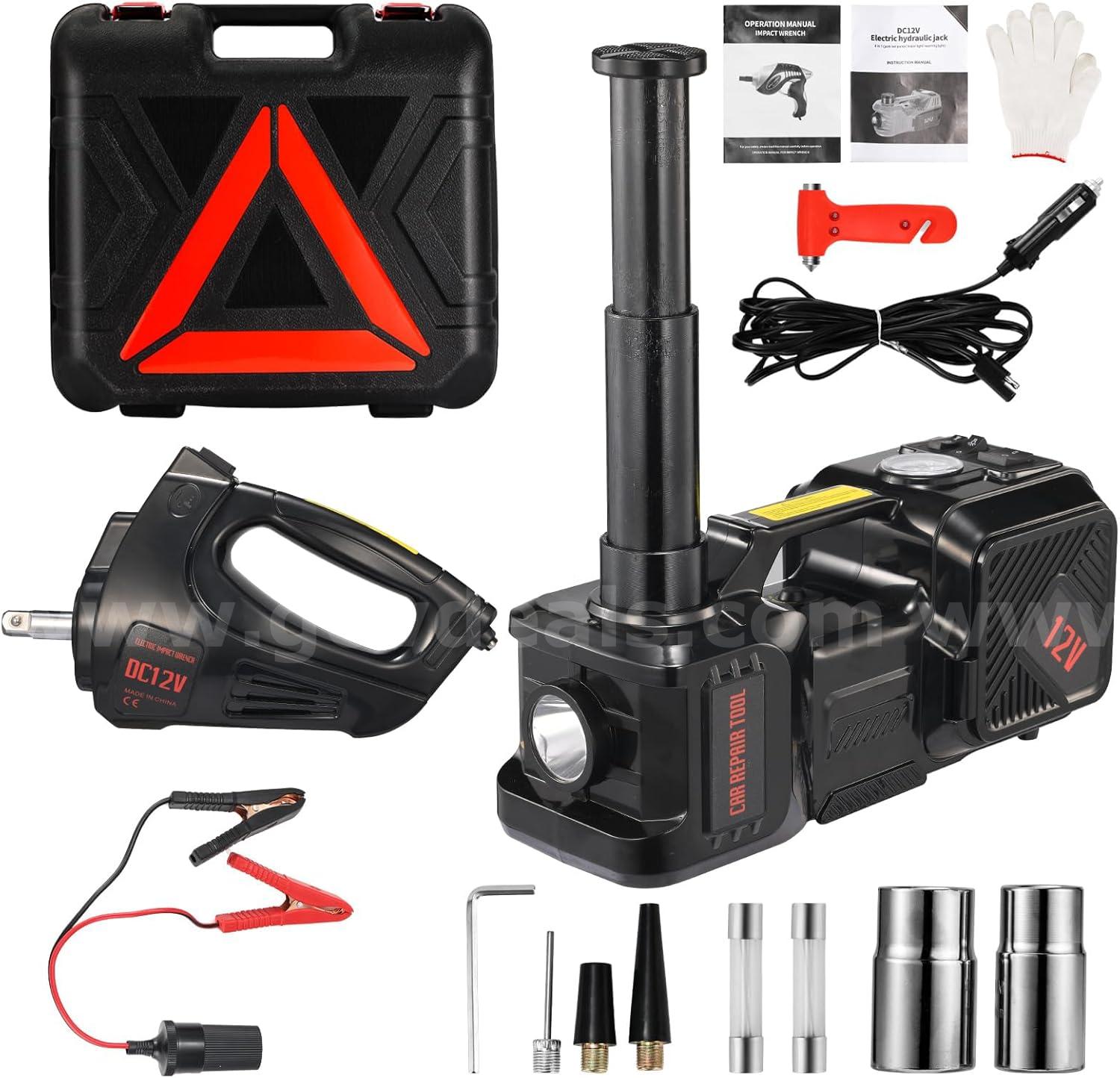 SHIPS FOR FREE NEW 5 Ton 12V Electric Hydraulic Car Jack Kit w/ Inflator & Wrench   Government Surplus Auction - Primary Photo