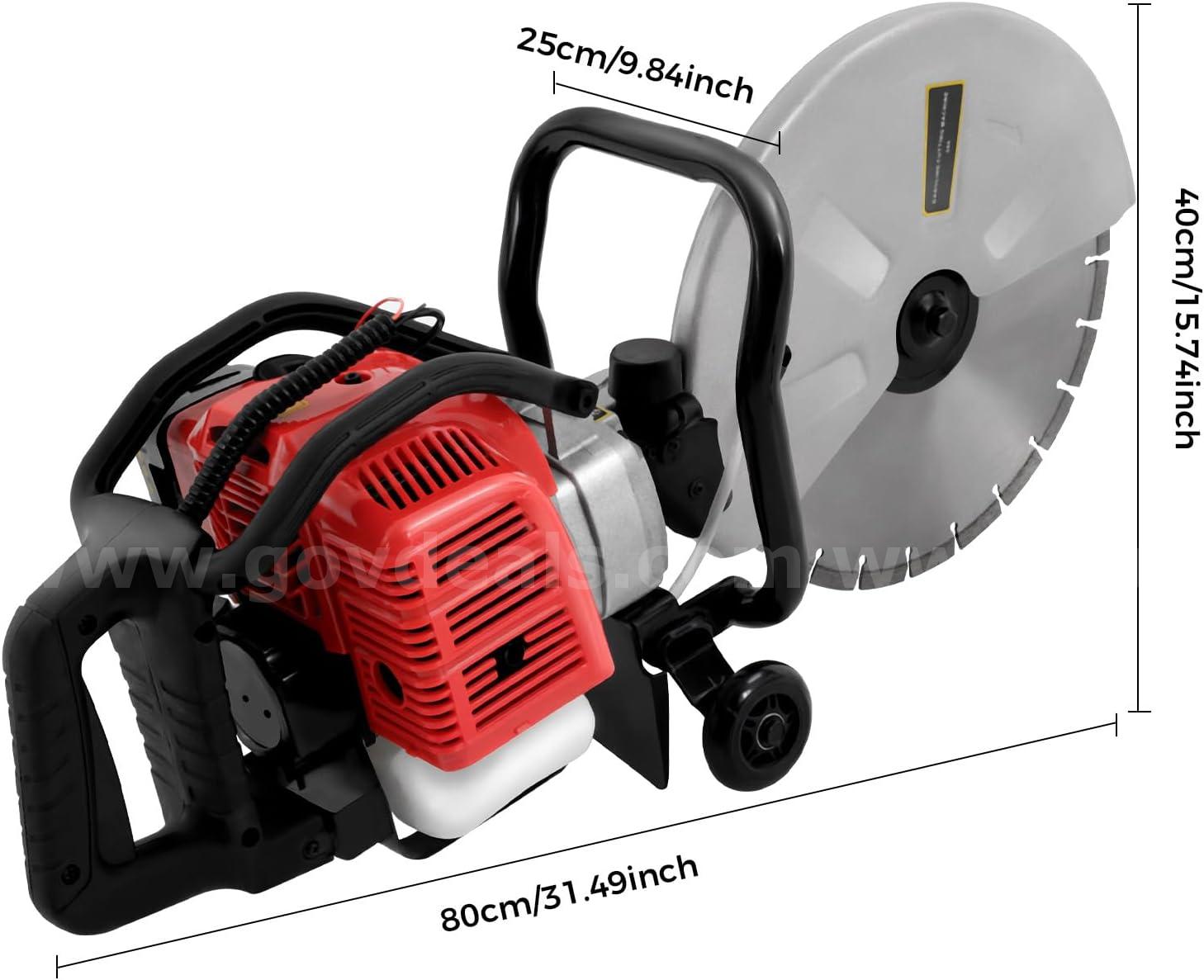 FREE SHIPPING - 1400W 16" Gas Concrete Saw 52cc Cut-Off Cutter 4" Depth GAS  1400W Government Surplus Auction - Photo #3