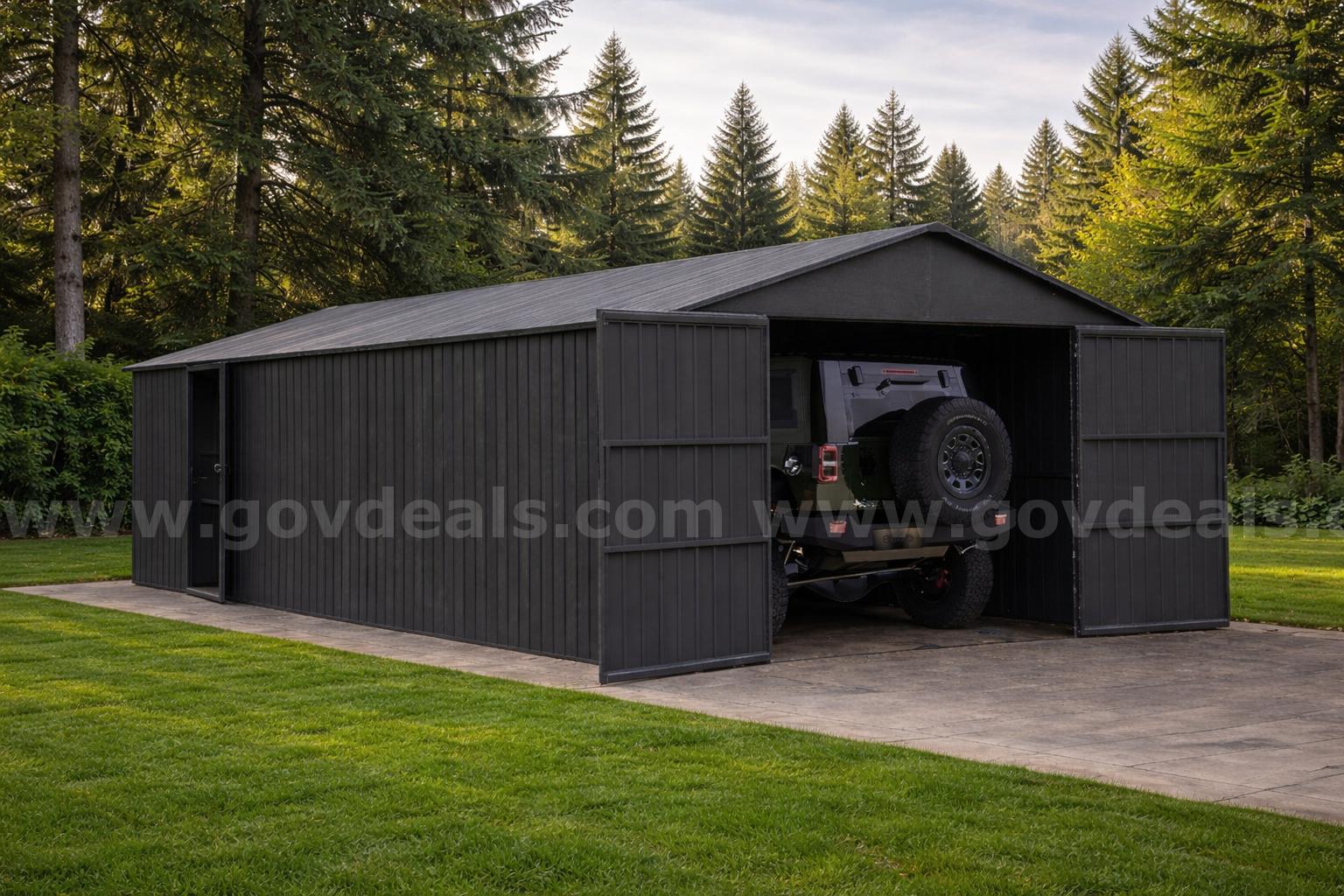 FREE SHIPPING - 2025 NEW 12x25FT Metal Garage Shed Carport w/ Doors – Free Freight   Government Surplus Auction - Photo #2