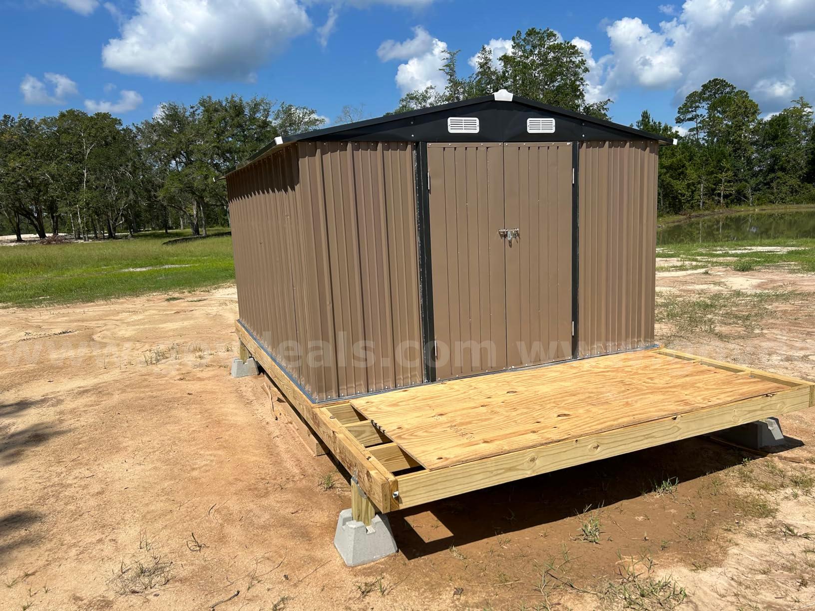 FREE SHIPPING NEW Heavy Duty Galvanized Steel Outdoor Storage Shed FREE SHIPPING   Government Surplus Auction - Primary Photo
