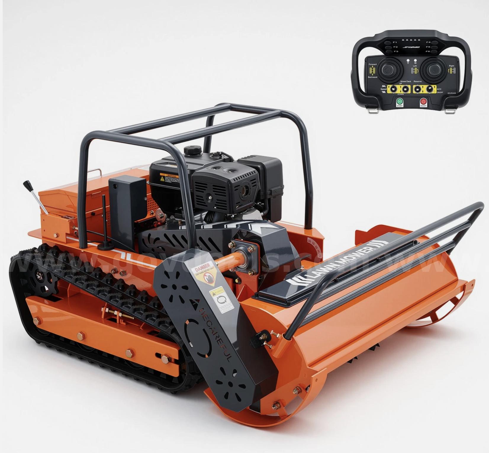 FREE SHIPPING - NEW Remote Control Hybrid Track Slope Lawn Mower 13.6HP 31.5in   Government Surplus Auction - Primary Photo