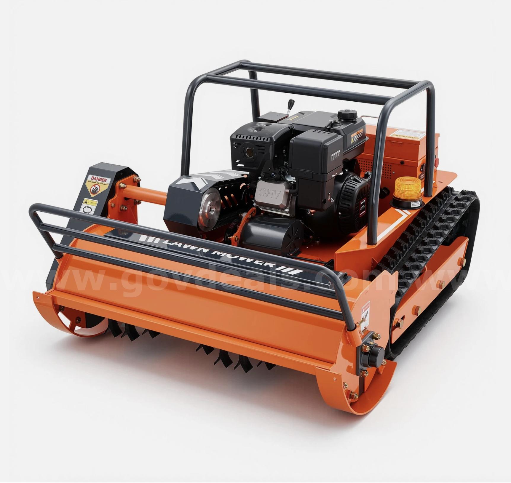 FREE SHIPPING - NEW Remote Control Hybrid Track Slope Lawn Mower 13.6HP 31.5in   Government Surplus Auction - Photo #2