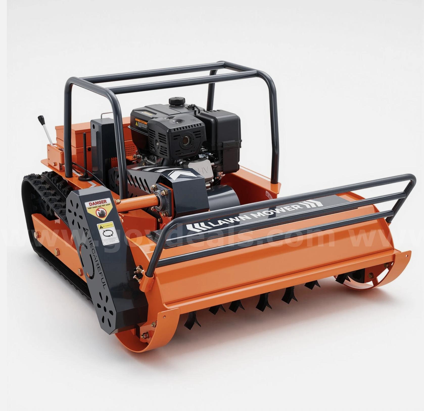 FREE SHIPPING - NEW Remote Control Hybrid Track Slope Lawn Mower 13.6HP 31.5in   Government Surplus Auction - Photo #3