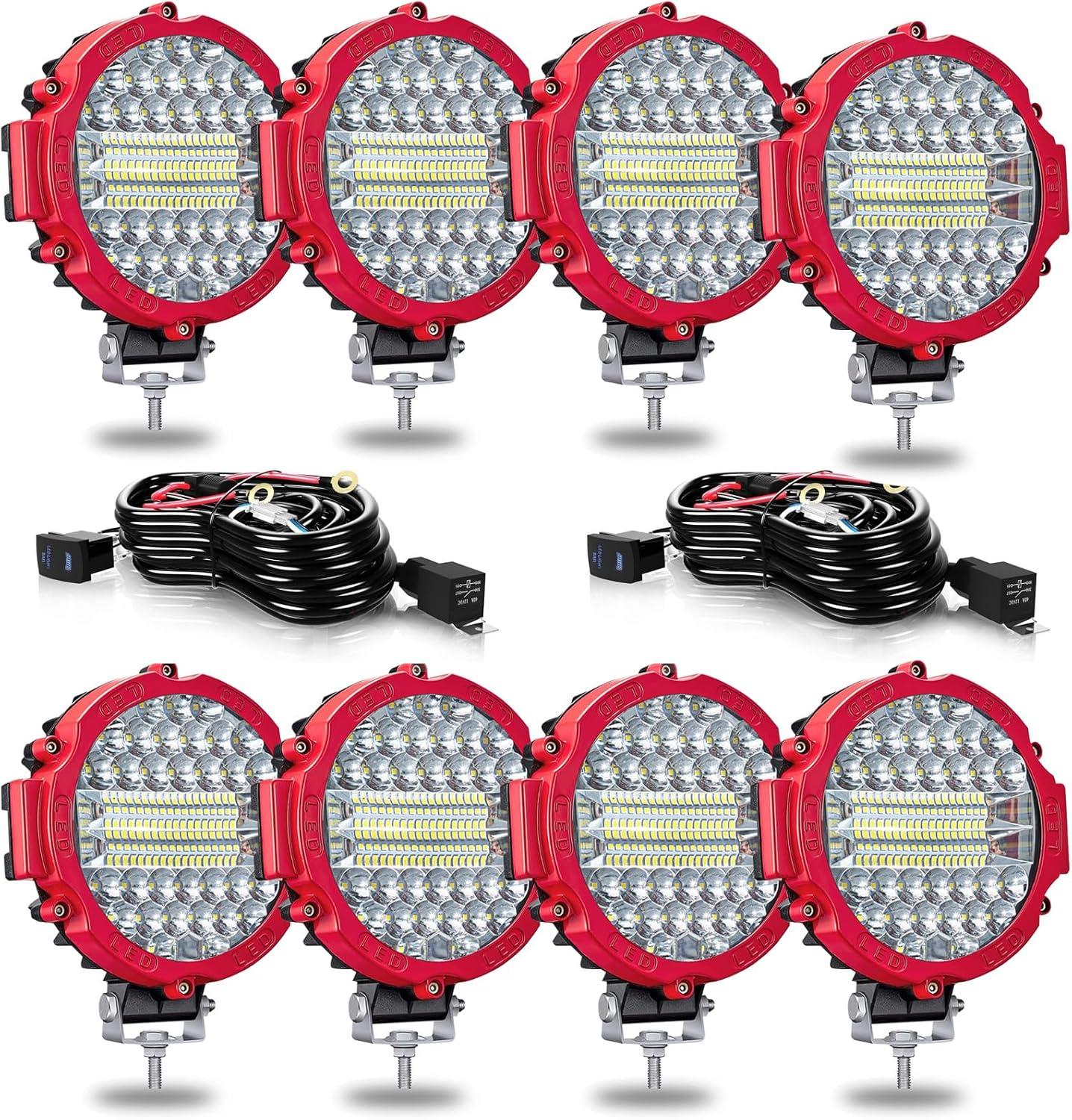 FREE SHIPPING New Lot of 8 NEW 7" Round LED Offroad Lights 201W 15000LM Flood/Spot – 8 PC  201W Government Surplus Auction - Photo #6