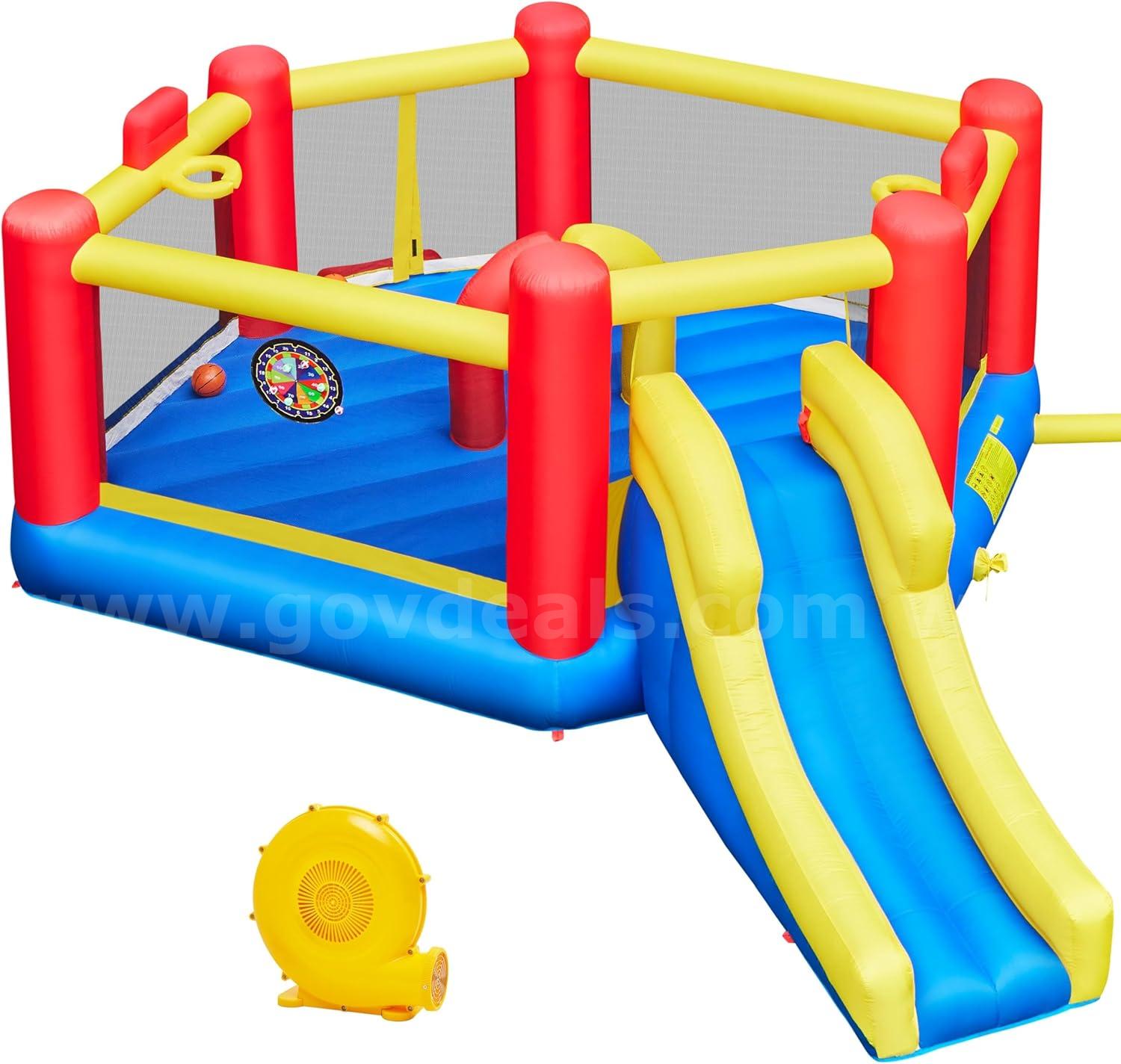 FREE SHIPPING NEW- Inflatable White Bounce House for Kids w Blower-Portable, Large Ball Pool and Jump Space 3in1 Bouncy   Government Surplus Auction - Primary Photo