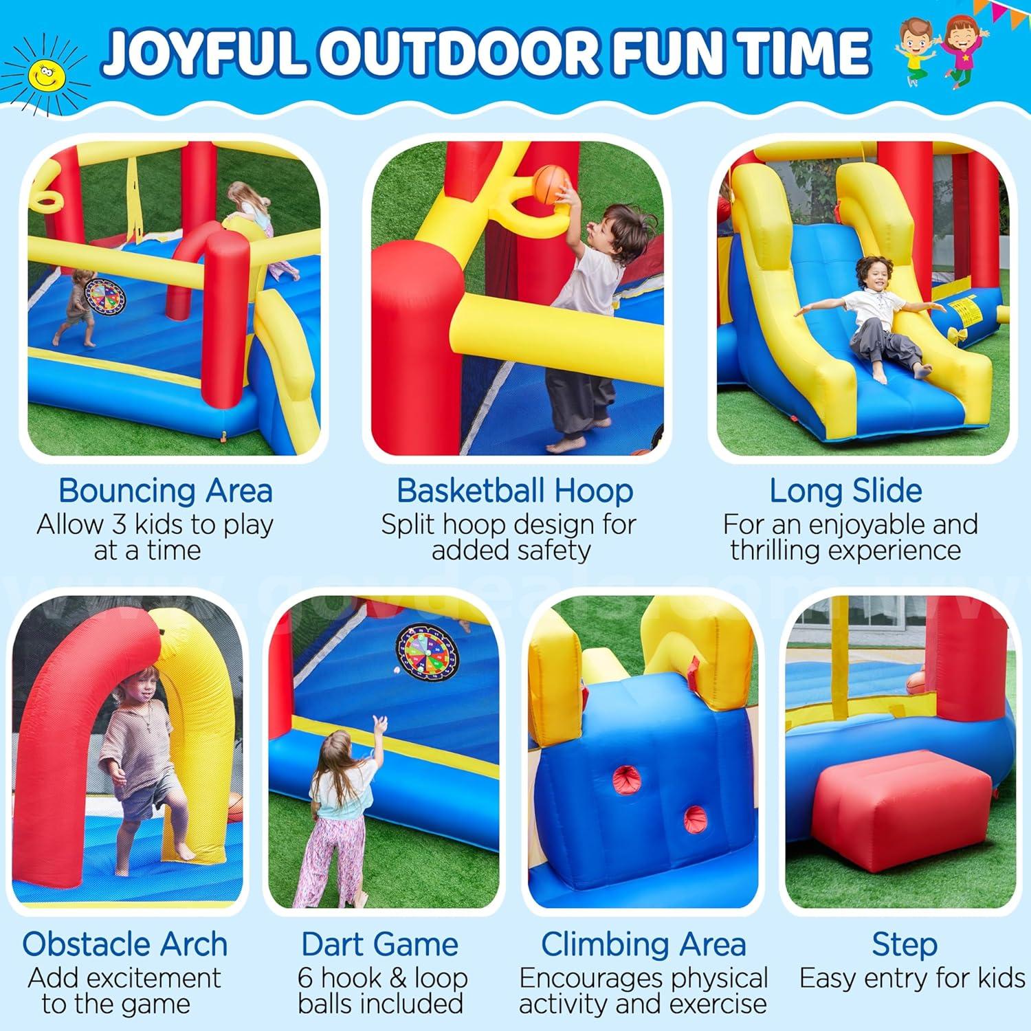 FREE SHIPPING NEW- Inflatable White Bounce House for Kids w Blower-Portable, Large Ball Pool and Jump Space 3in1 Bouncy   Government Surplus Auction - Photo #3