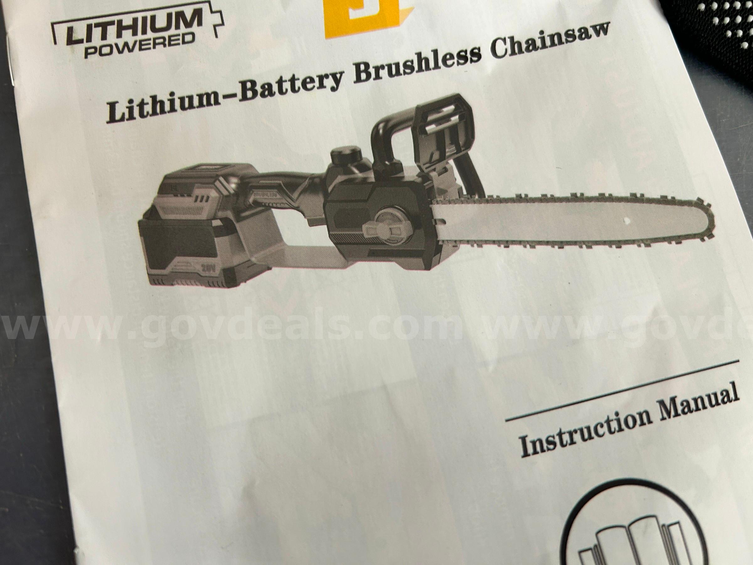 Free Shipping - NEW Factory Sealed - 12" Brushless Cordless Chainsaw –Handheld Electric Chain Saw with 2×4.0Ah Batteries   Government Surplus Auction - Photo #6