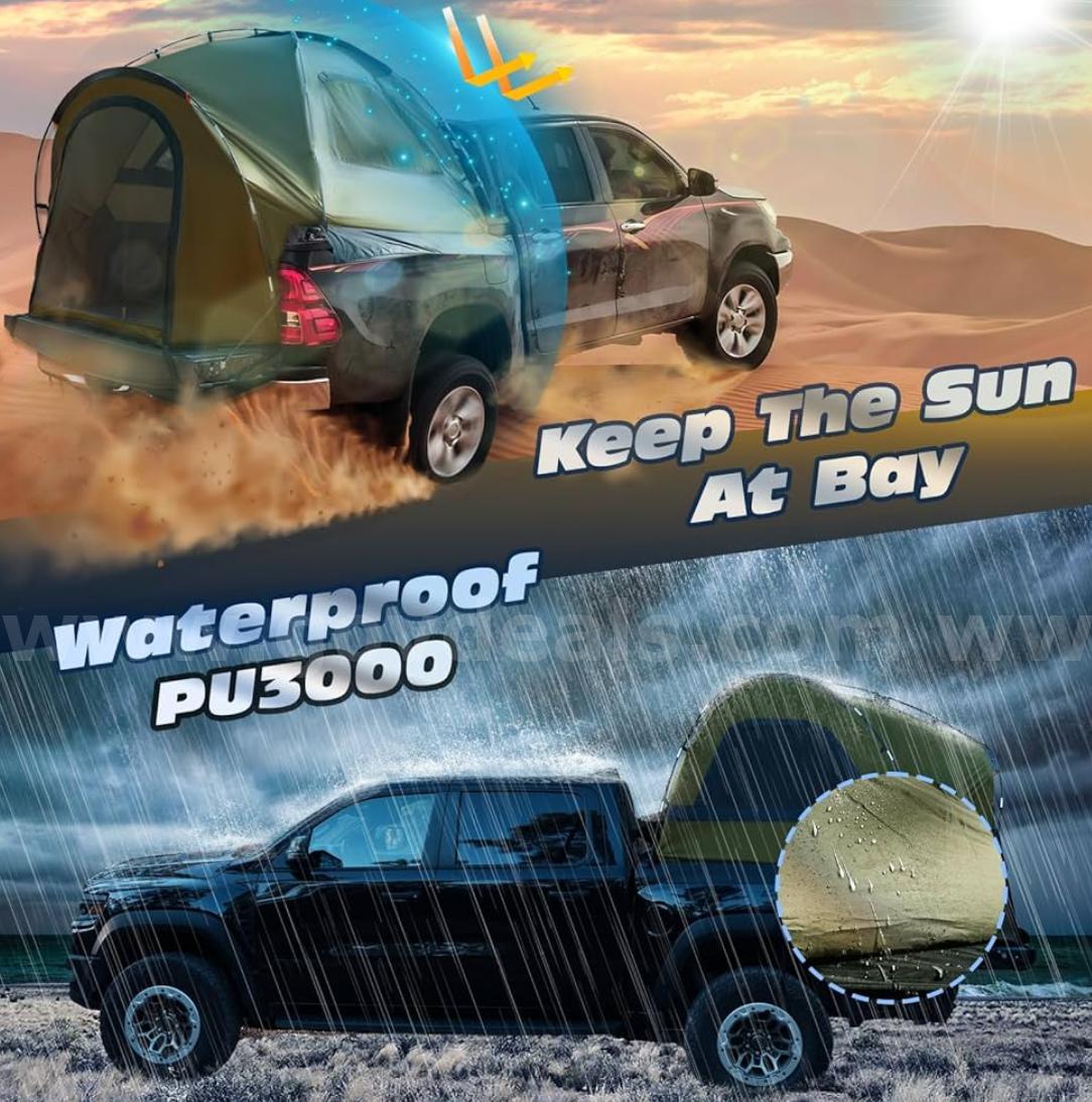 FREE SHIPPING - Factory Sealed: Waterproof Truck Bed Tent for Camping – Fits 5.5–6ft Beds – 2–3 Person Tent with Windows   Government Surplus Auction - Photo #3
