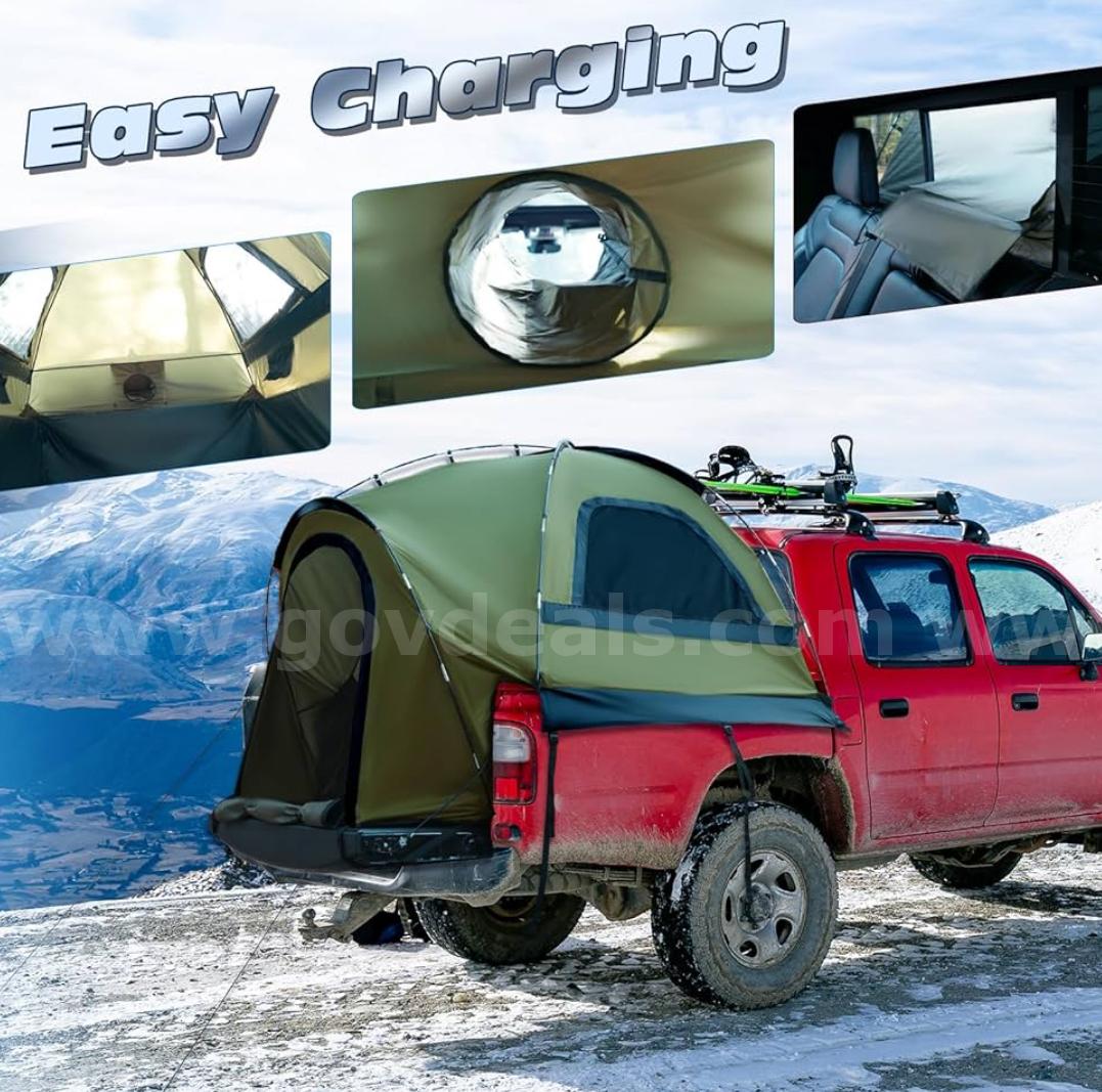 FREE SHIPPING - Factory Sealed: Waterproof Truck Bed Tent for Camping – Fits 5.5–6ft Beds – 2–3 Person Tent with Windows   Government Surplus Auction - Photo #5
