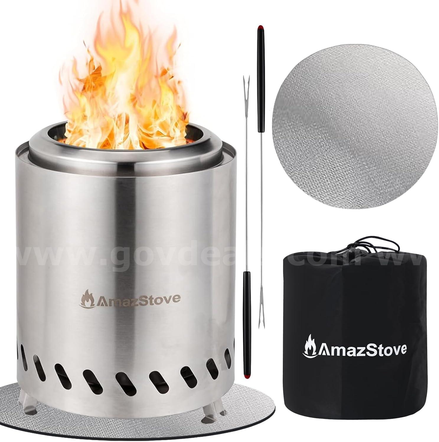 Ships Free in USA - Brand New Tabletop Fire Pit, Low Smoke Outdoor Mini Stove, Wood or Pellet Fueled, 9.7x7.1in   Government Surplus Auction - Primary Photo