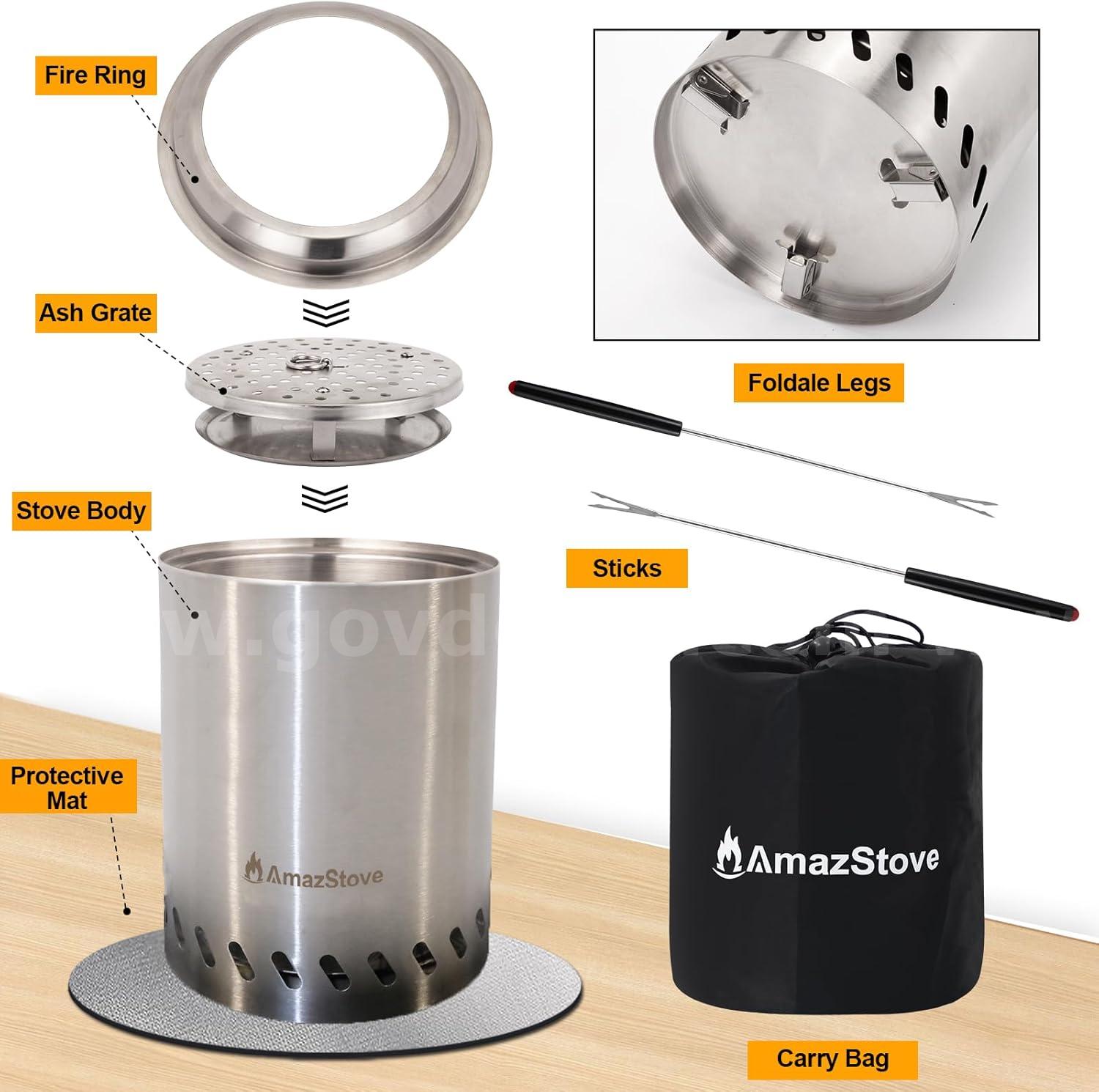 Ships Free in USA - Brand New Tabletop Fire Pit, Low Smoke Outdoor Mini Stove, Wood or Pellet Fueled, 9.7x7.1in   Government Surplus Auction - Photo #2