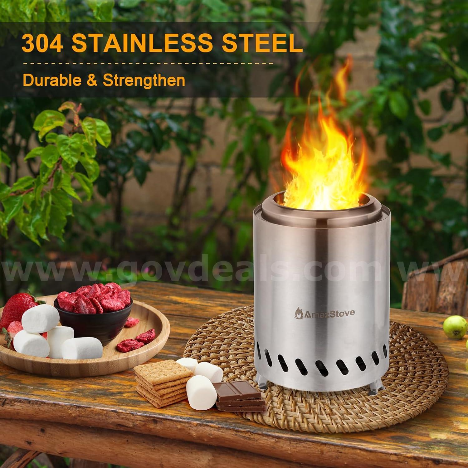 Ships Free in USA - Brand New Tabletop Fire Pit, Low Smoke Outdoor Mini Stove, Wood or Pellet Fueled, 9.7x7.1in   Government Surplus Auction - Photo #6