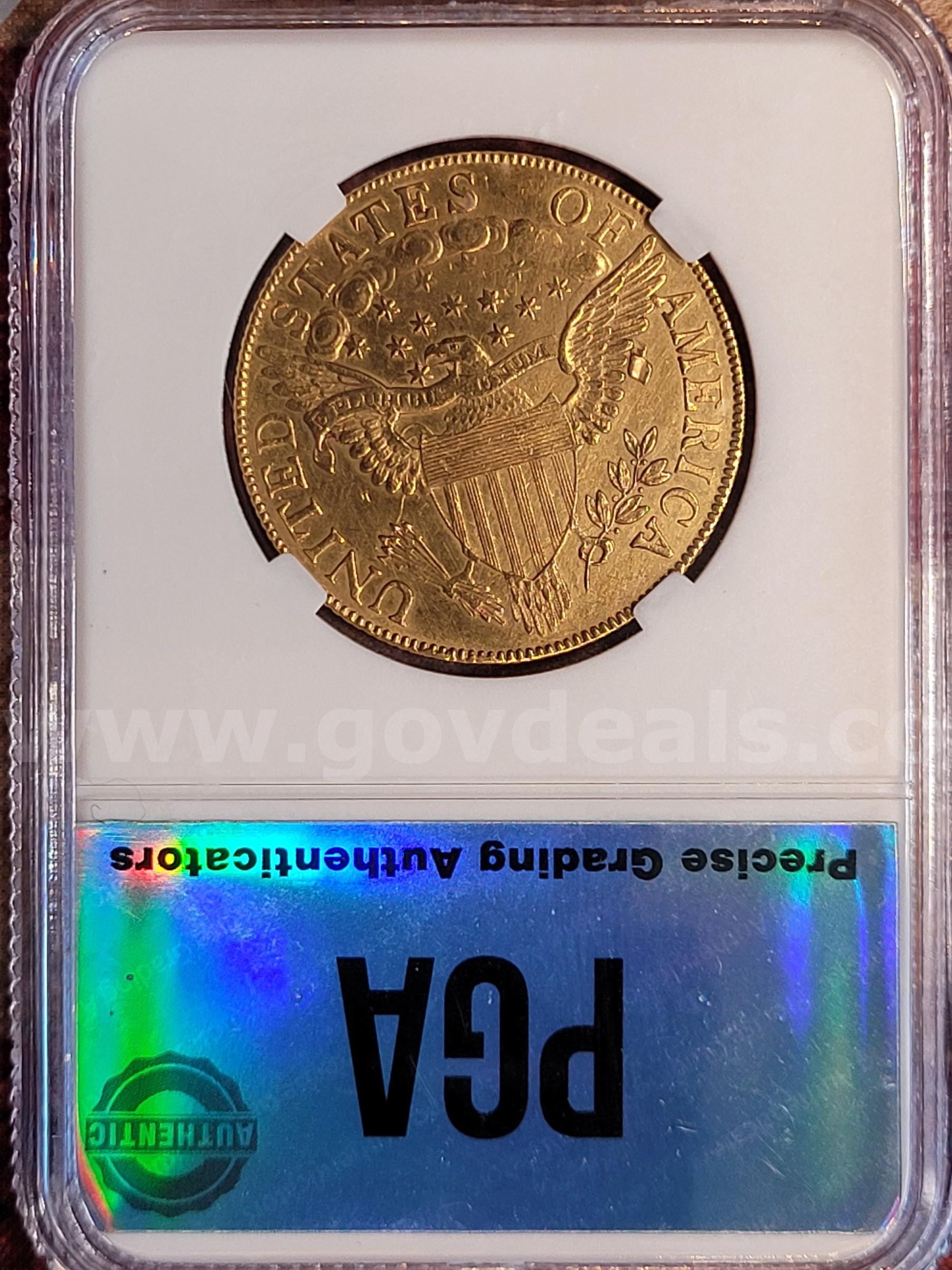 Historic 1803 Draped Bust Gold $10 Small Reverse Stars PGA Graded MS63  1803 Government Surplus Auction - Photo #2