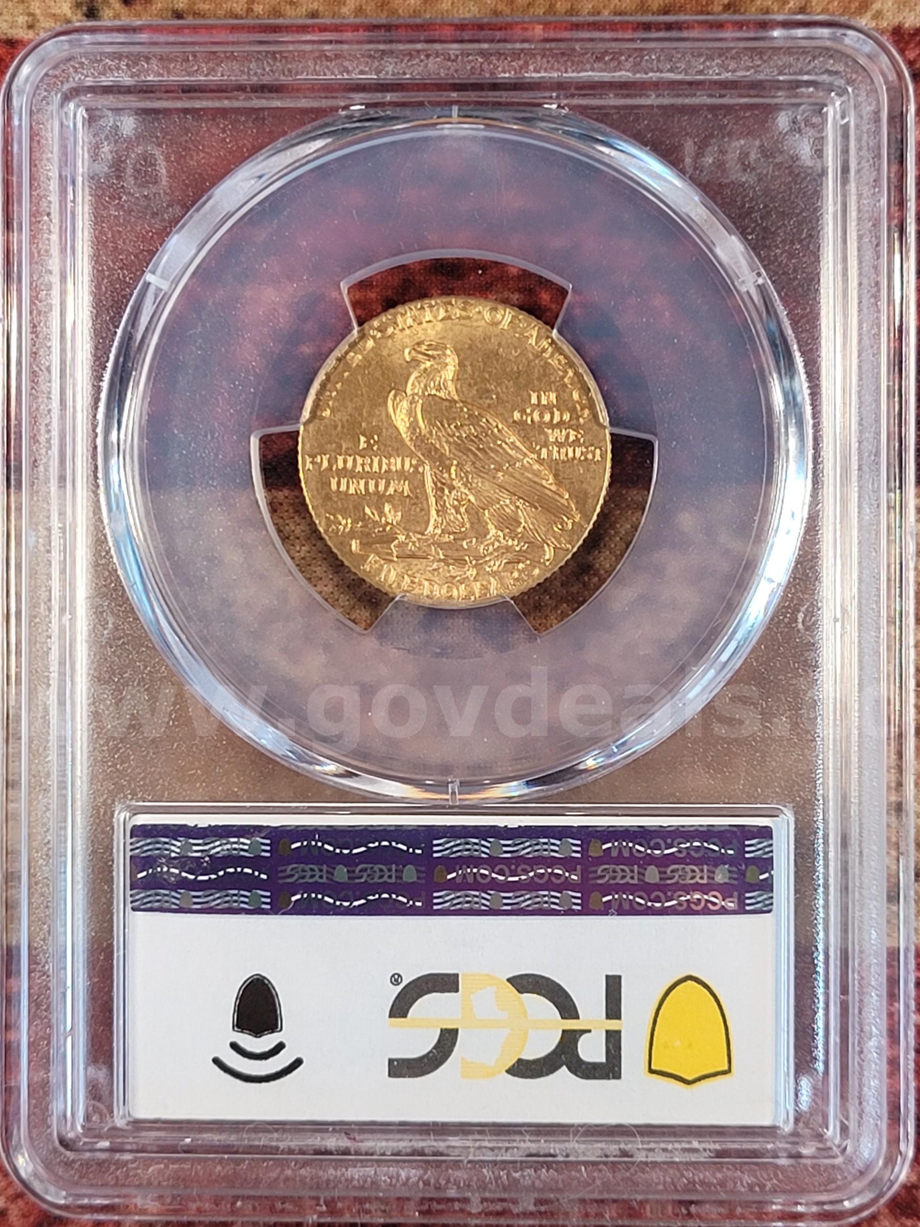 Beautiful 1915 CAC $5 Gold Half Eagle PCGS MS64   Government Surplus Auction - Photo #2