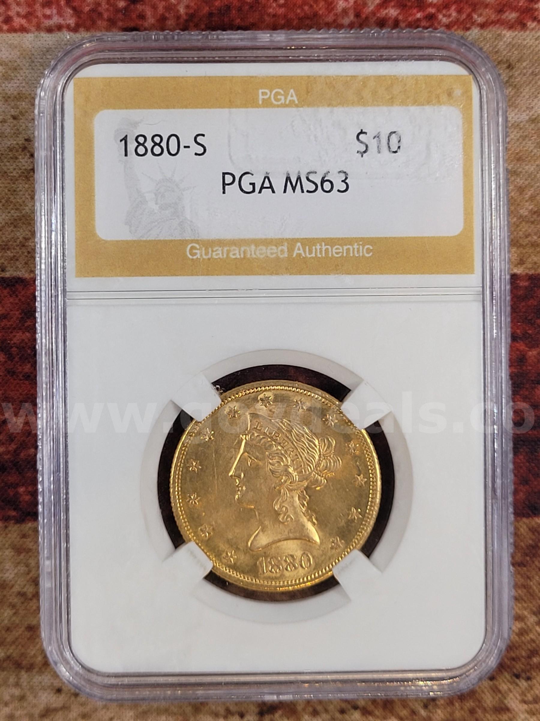 Beautiful 1880-S $10 Gold Eagle PGA MS63