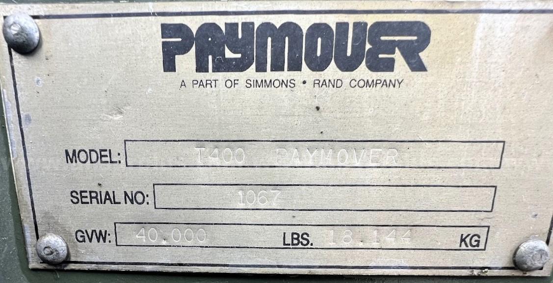 Simmons-Rand Paymover T400 Wide Body Push Back Tractor Simmons-Rand Paymover T400 Government Surplus Auction - Photo #5