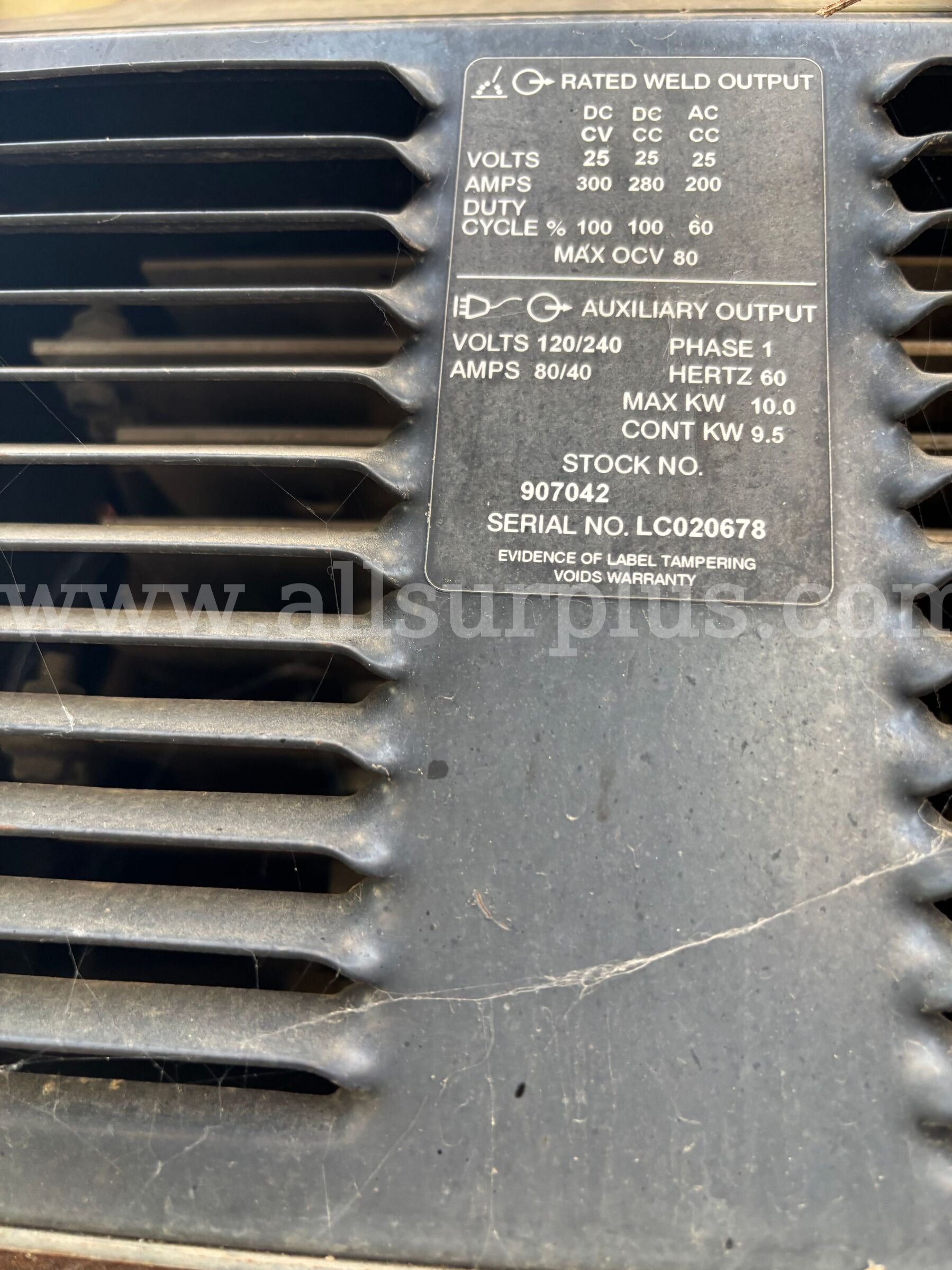 Welder, Miller, Trailblazer 301G, 25V, 300AMP, Qty 1 Miller 301G Government Surplus Auction - Photo #5