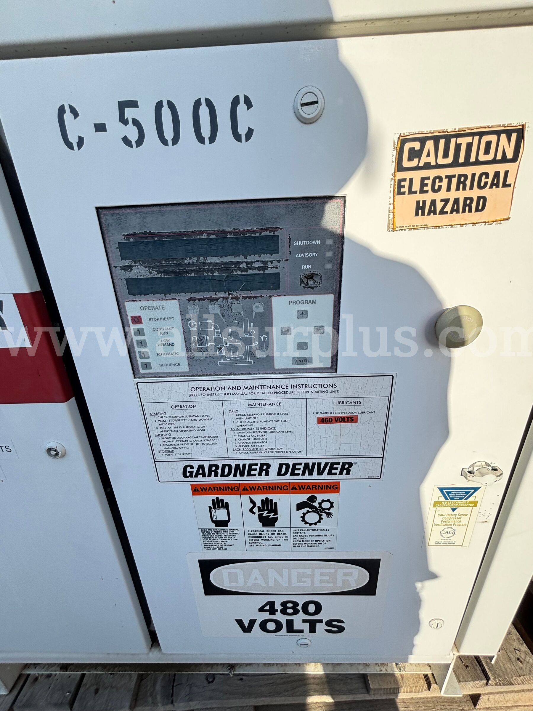 Compressor, Gardner Denver, C-500, 480V, Qty 1 Gardner Denver 500 Government Surplus Auction - Photo #3