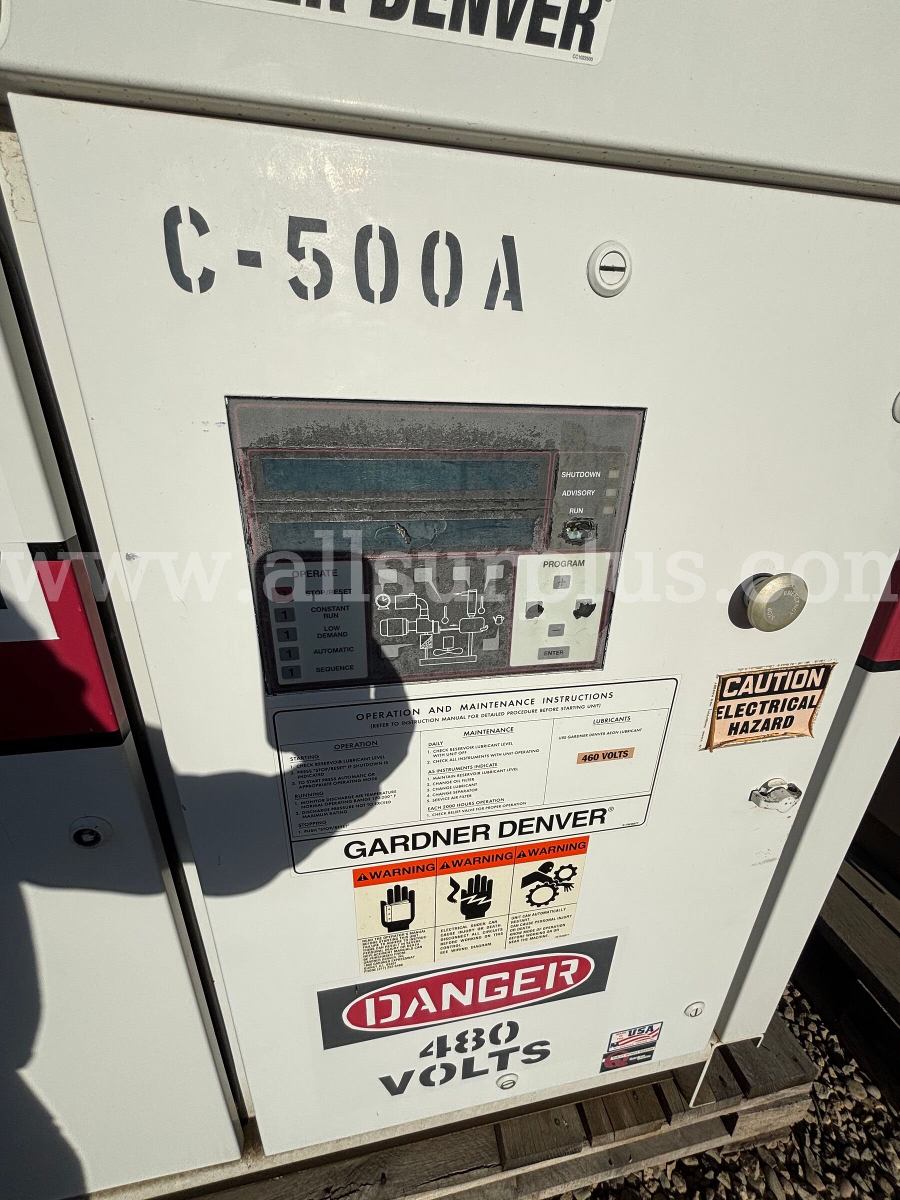 Compressor, Gardner Denver, C-500, EBH99G, 480V, Qty 1 Gardner Denver 500 Government Surplus Auction - Photo #4