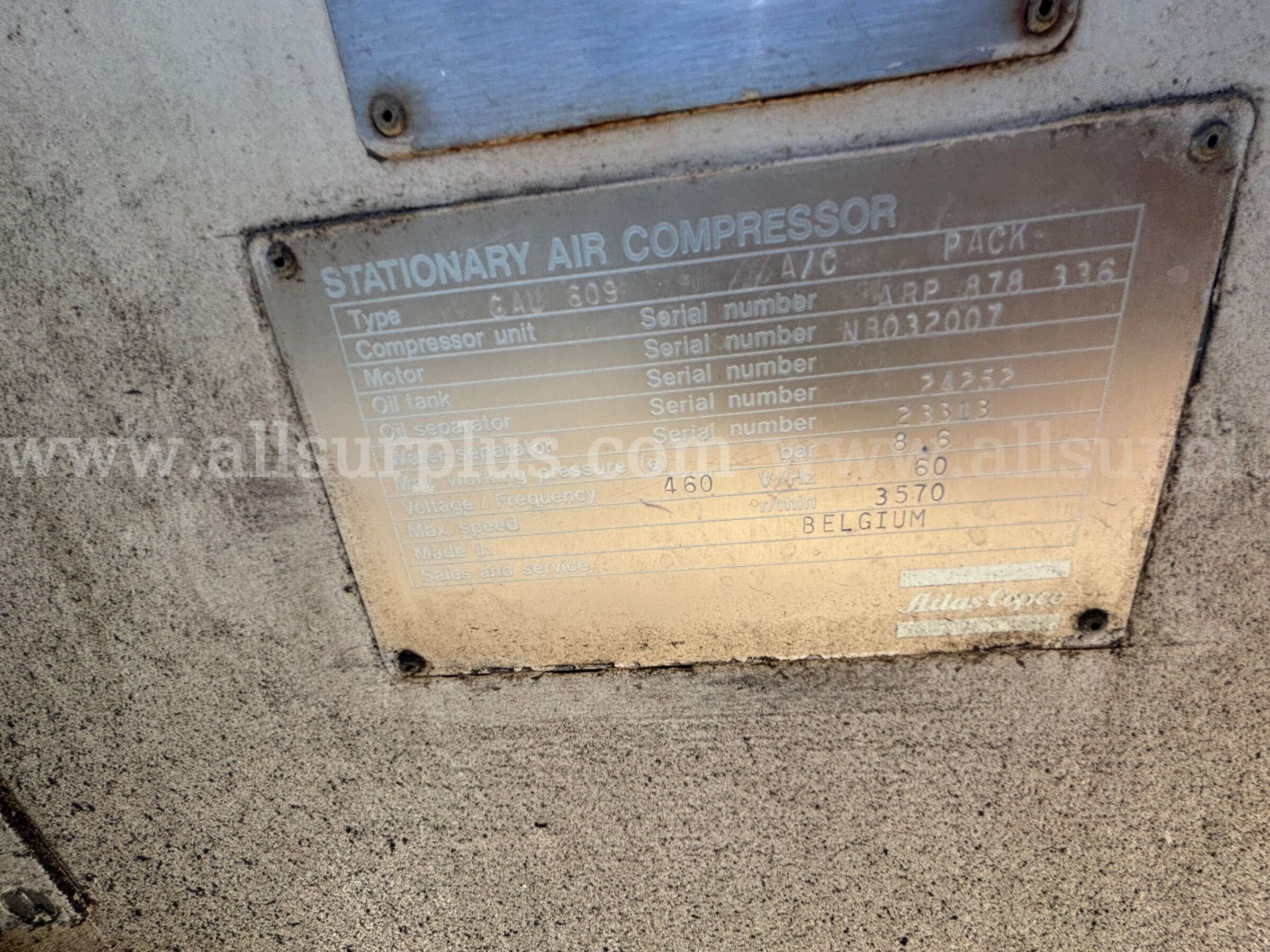 Compressor, Benz Engineering, 8972-4212-53, 460V, Qty 1 Benz Engineering 8972 Government Surplus Auction - Photo #3