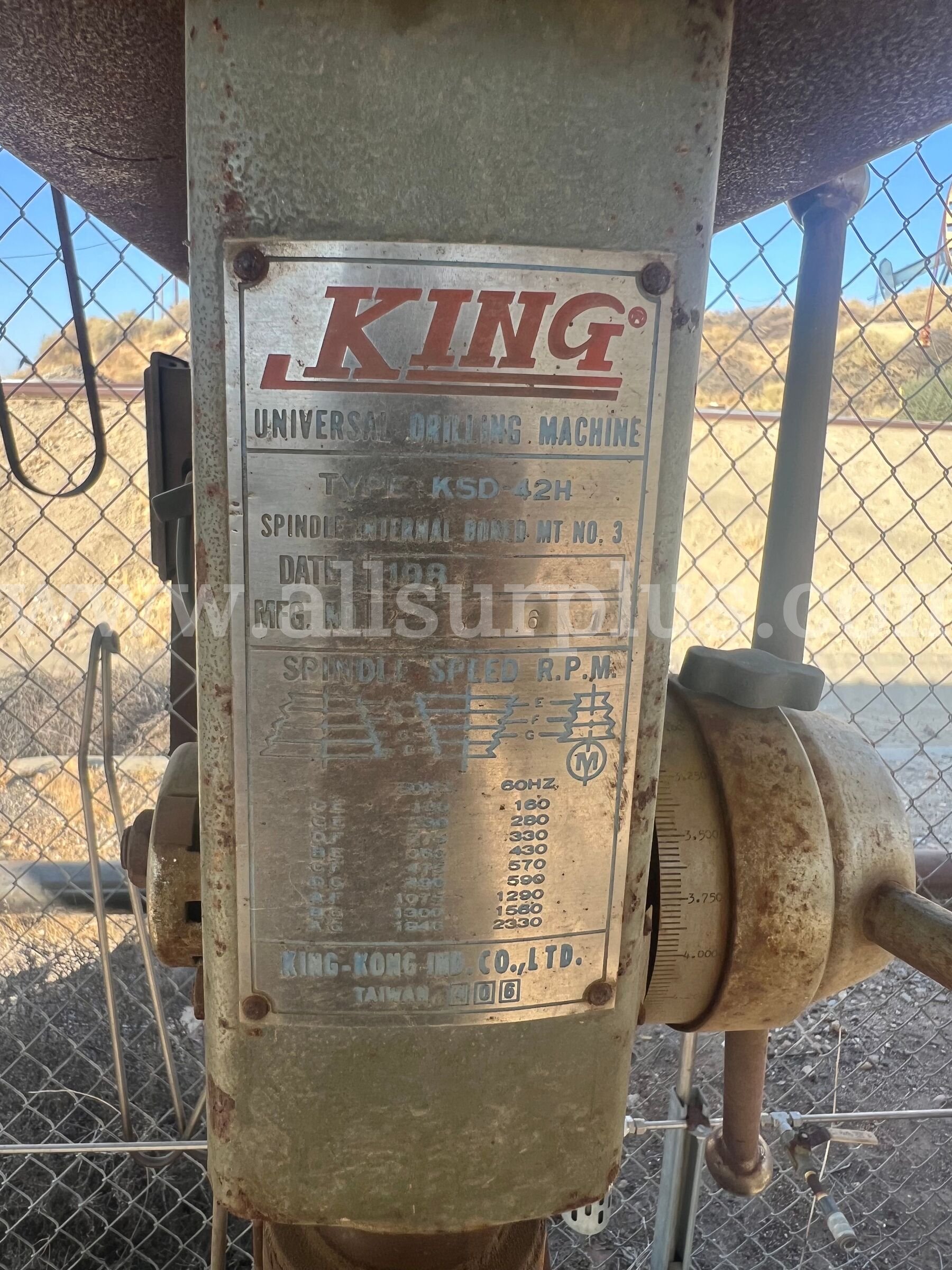 Drill Press, King, KSD-42H, 60Hz, Qty 1 King KSD-42H Government Surplus Auction - Photo #3