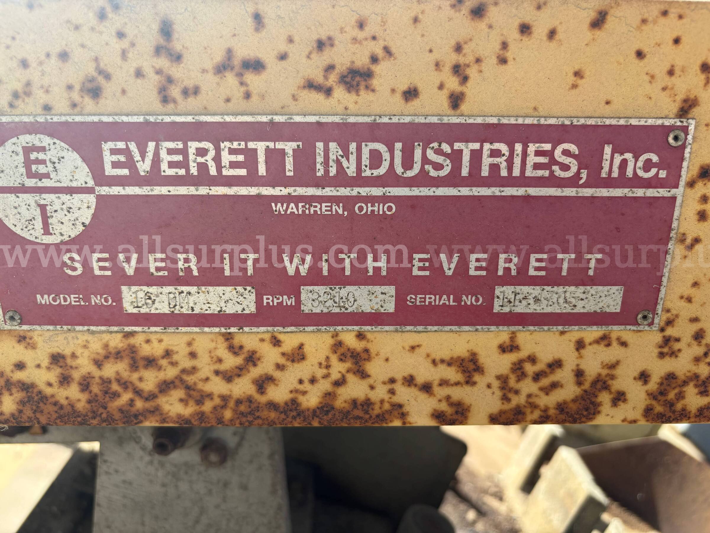 Saw, Everett, 16DM, 3210RPM, Qty 1 Everett 3210RPM Government Surplus Auction - Photo #3