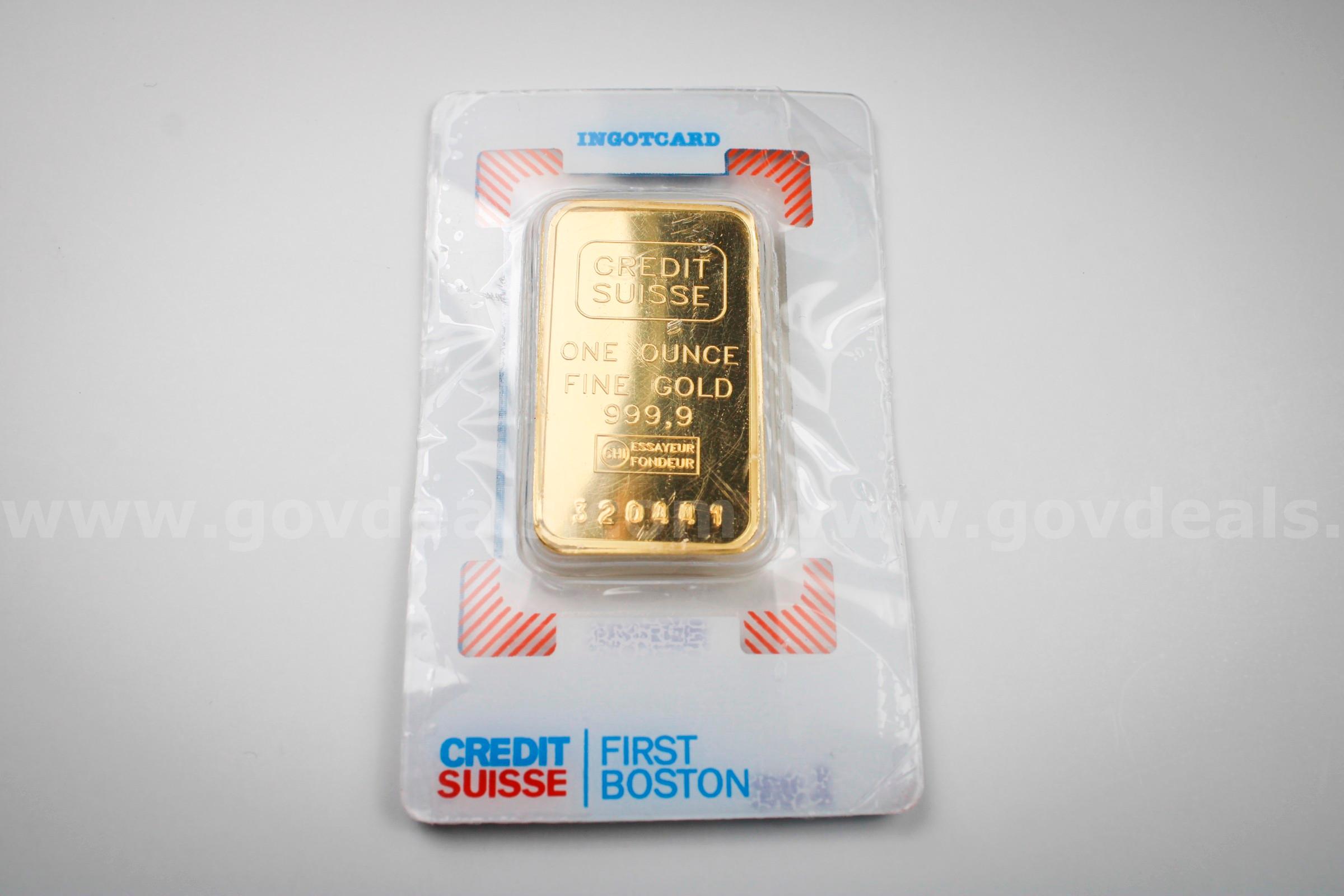 Credit Suisse One Ounce Gold 999.9 Fine Bar in Original Holder