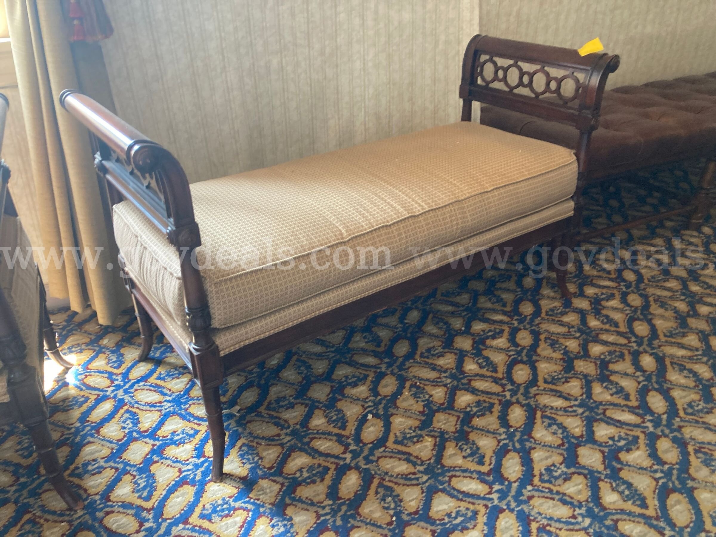 Lot of banquet hall furniture - settees, padded chairs, end tables   Government Surplus Auction - Photo #3